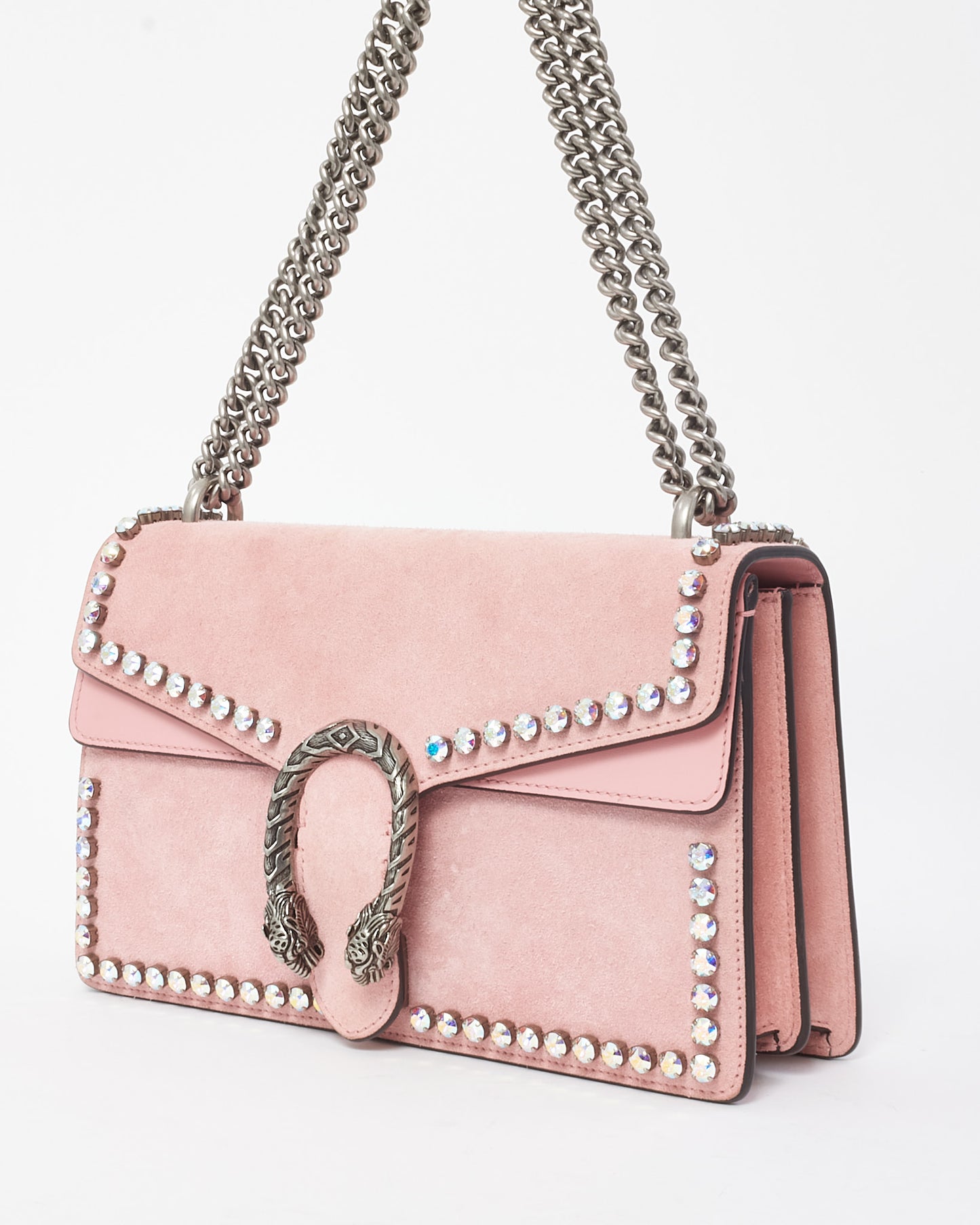 Gucci Pink Suede and Crystal Small Dionysus Shoulder Bag