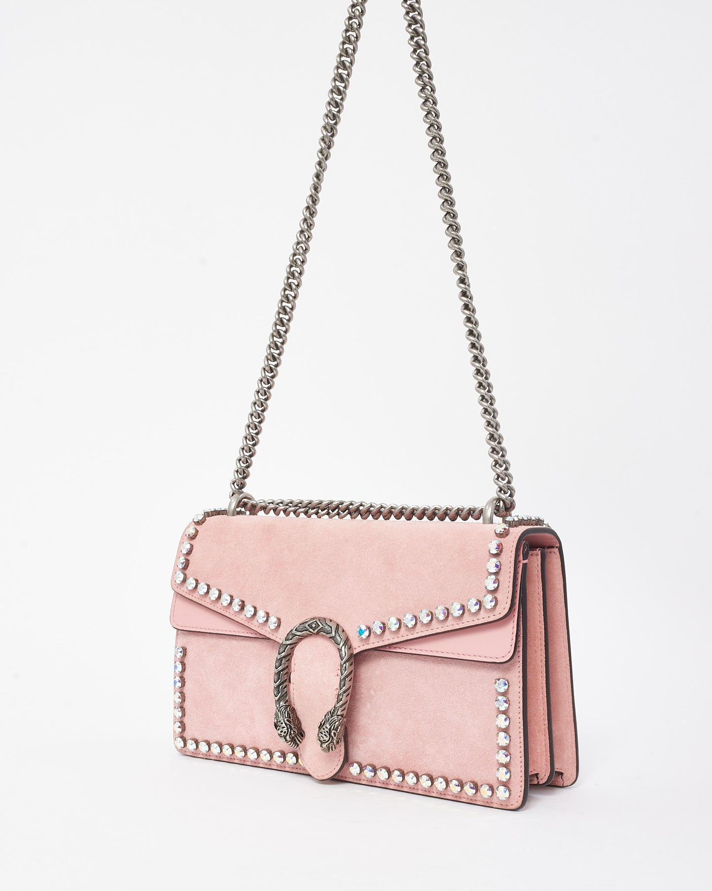 Gucci Pink Suede and Crystal Small Dionysus Shoulder Bag