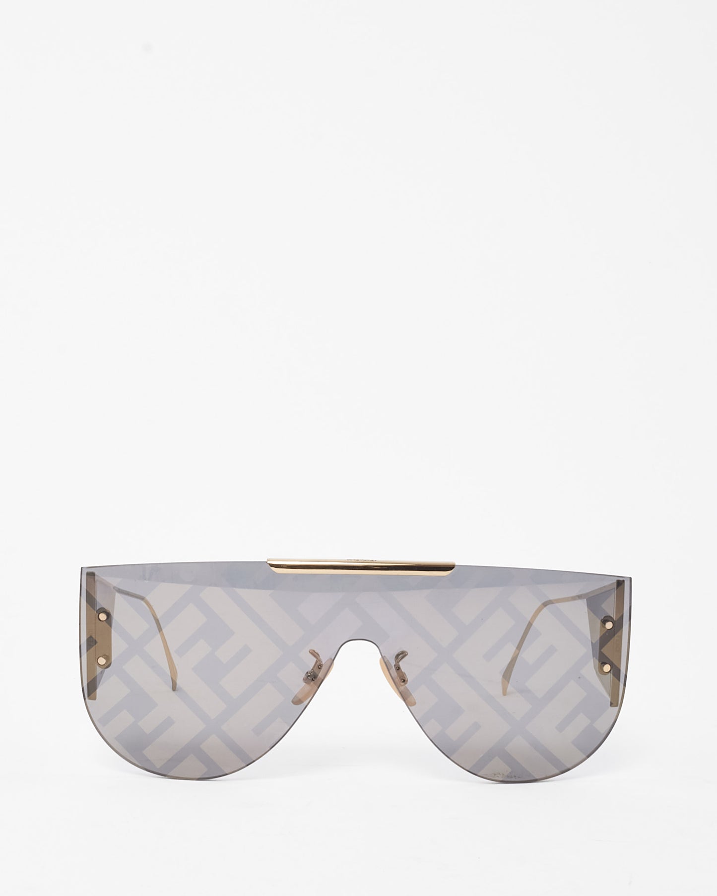Fendi Gold FF Monogram Logo Lens Shield FFM 0093/S Sunglasses