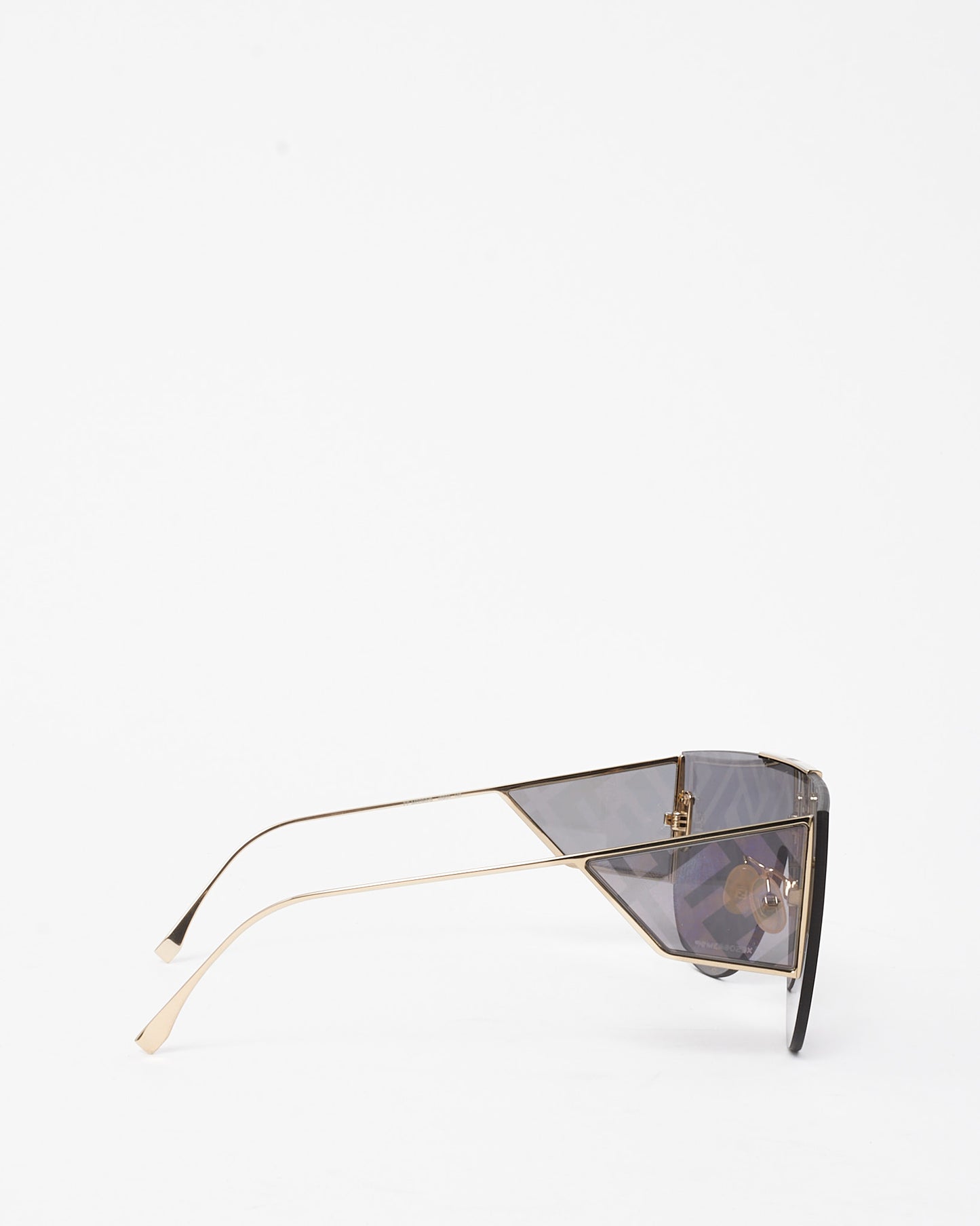 Fendi Gold FF Monogram Logo Lens Shield FFM 0093/S Sunglasses