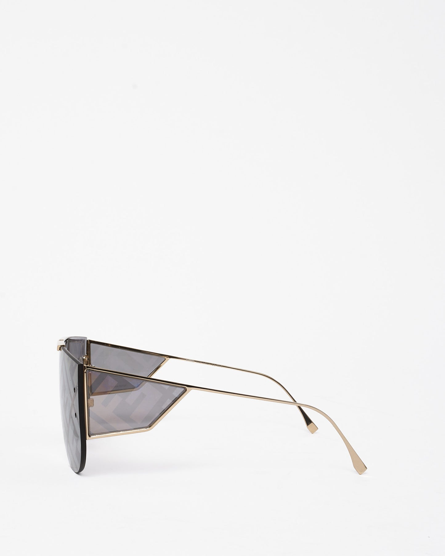 Fendi Gold FF Monogram Logo Lens Shield FFM 0093/S Sunglasses