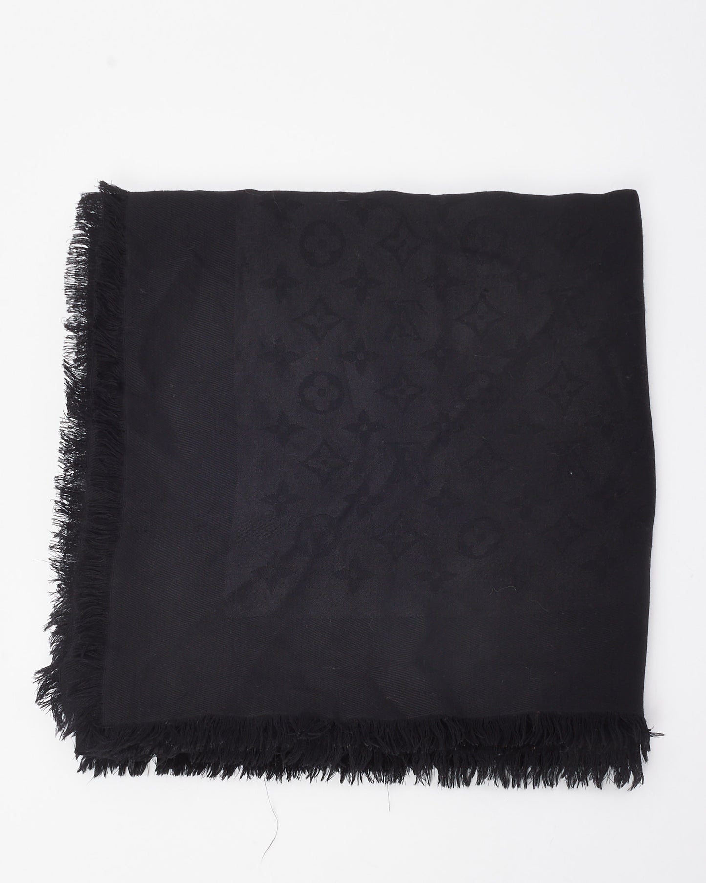 Louis Vuitton Black Silk and Wool Blend Monogram Shawl