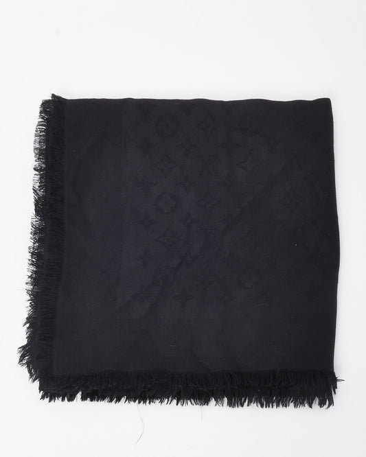 Louis Vuitton Black Silk and Wool Blend Monogram Shawl