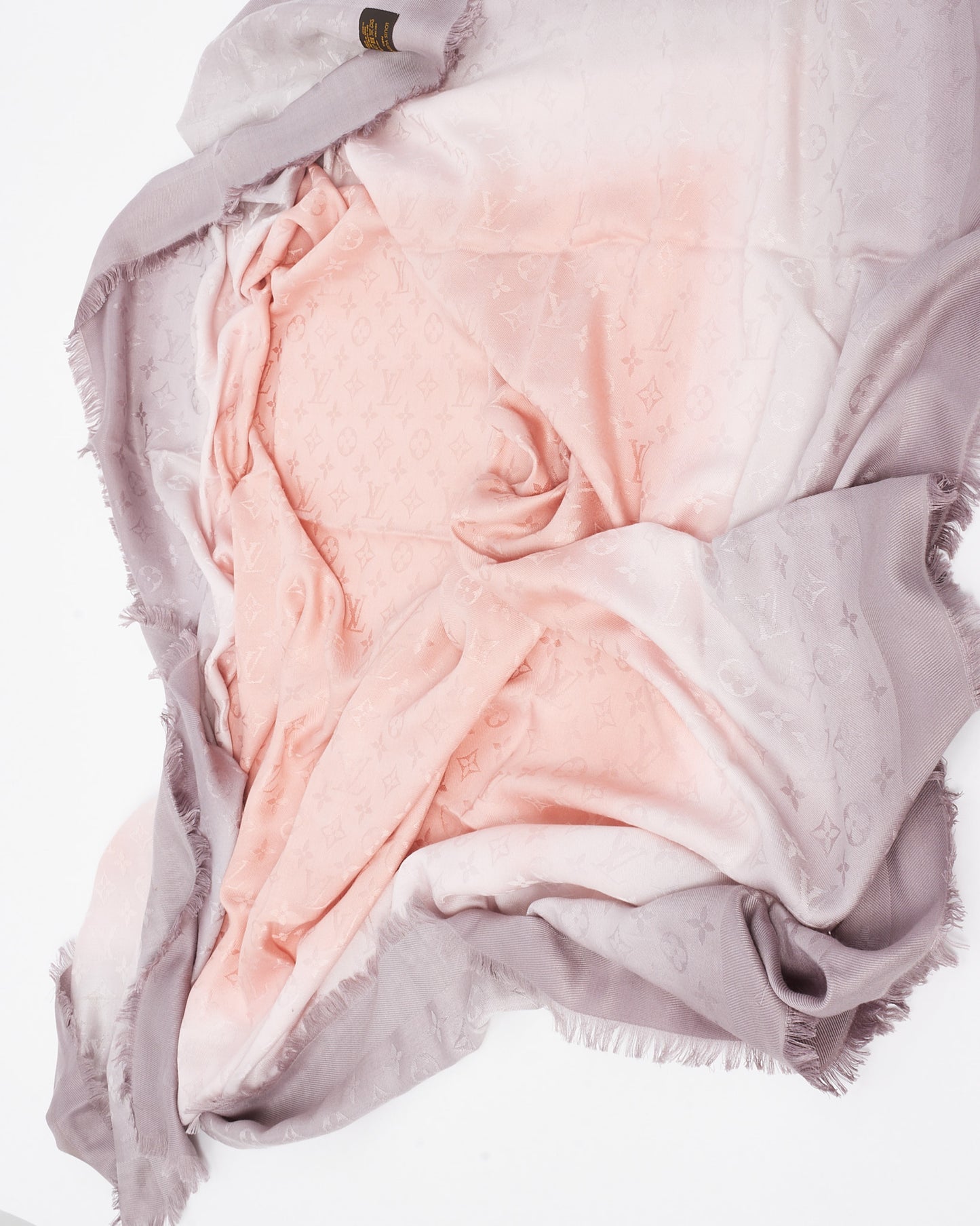 Louis Vuitton Pink and Grey Ombre Silk and Wool Monogram Shawl