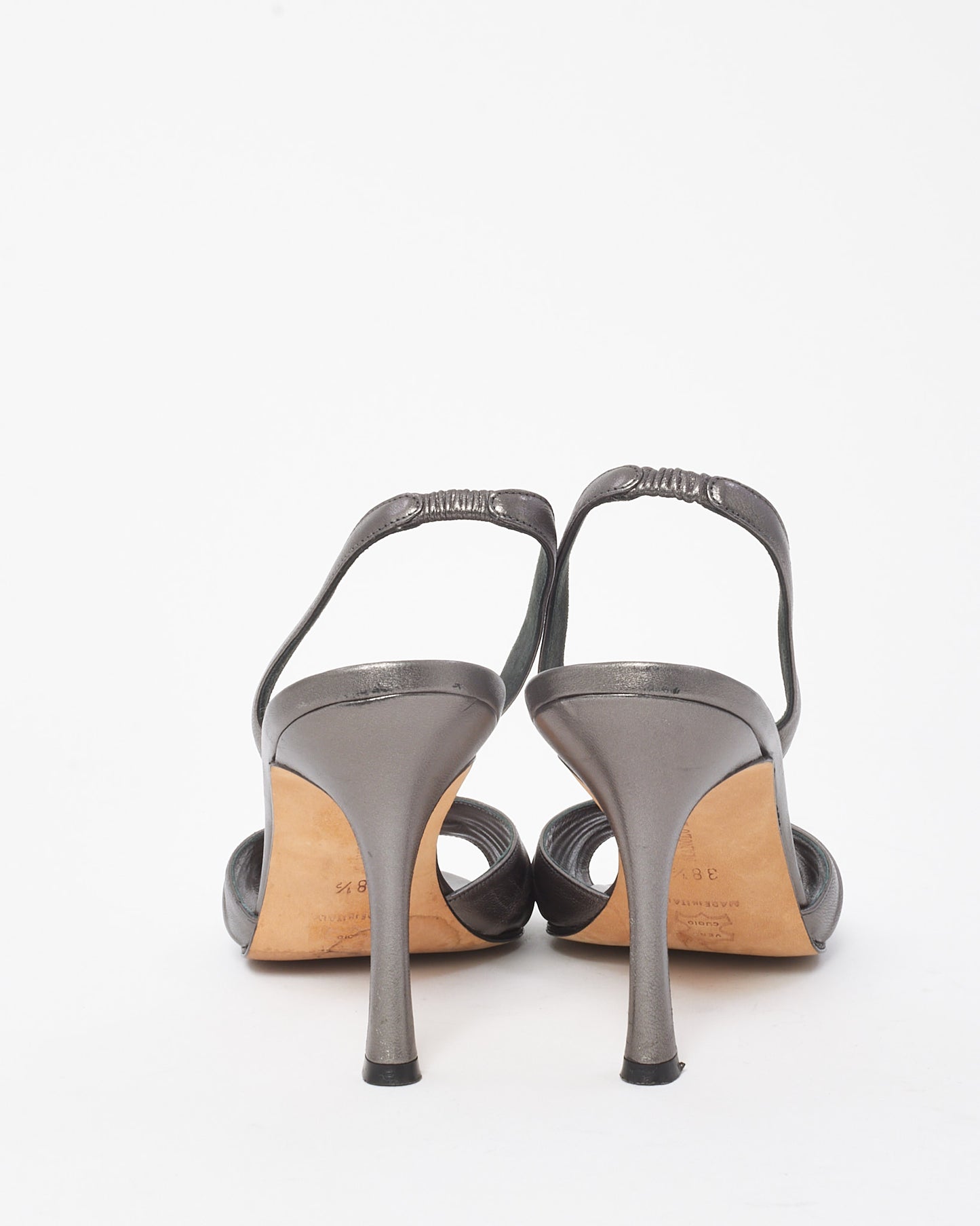 Manolo Blahnik Dark Silver Embellished Sedaraby Slingback Pumps - 38.5