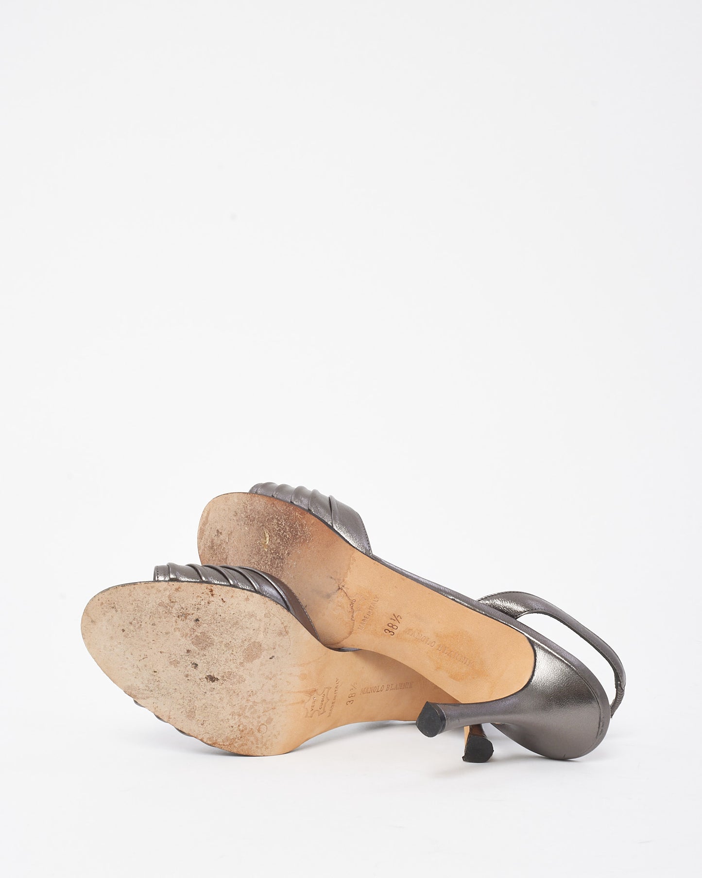 Manolo Blahnik Dark Silver Embellished Sedaraby Slingback Pumps - 38.5