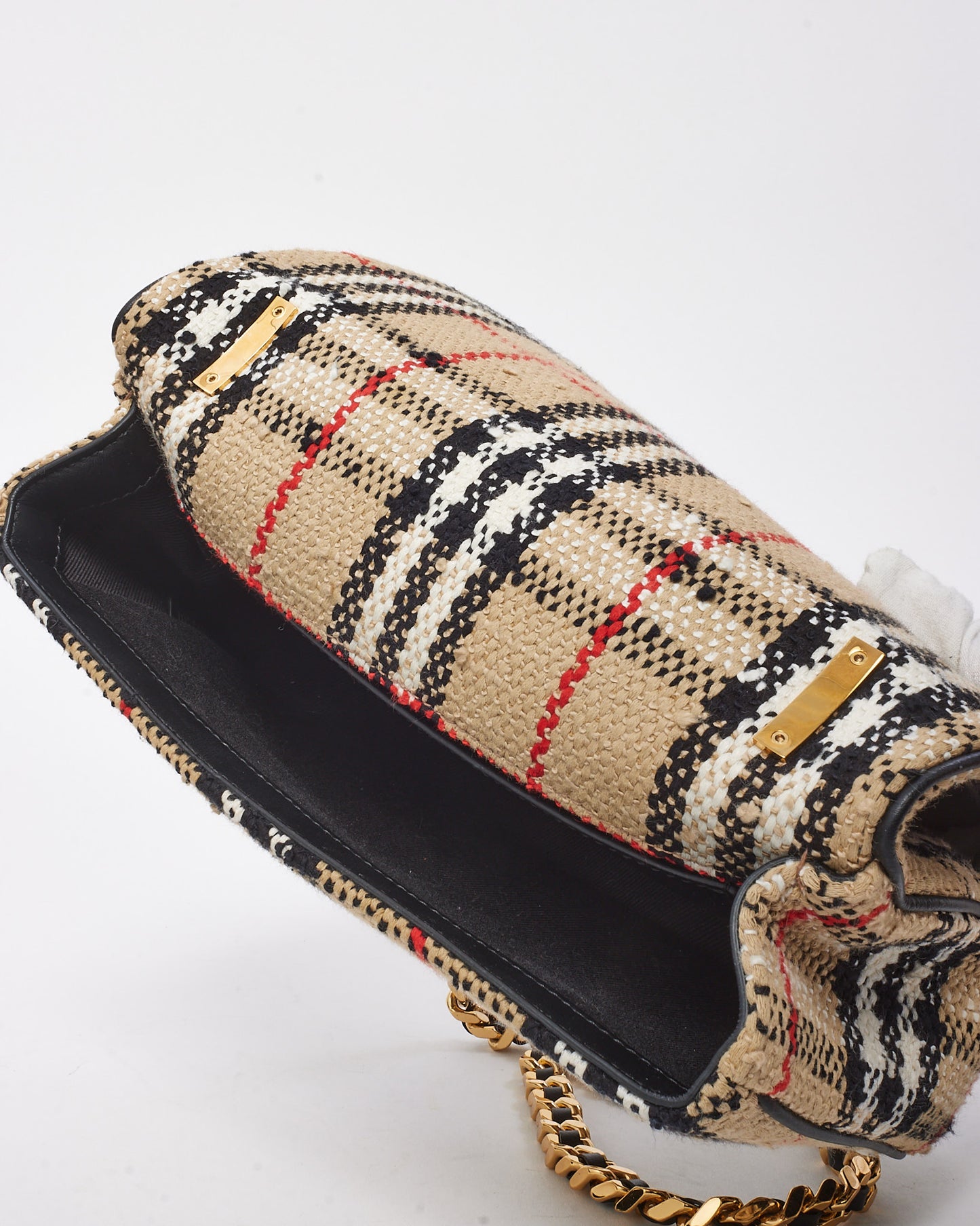 Burberry Archive Beige Tweed Small Lola Shoulder Bag