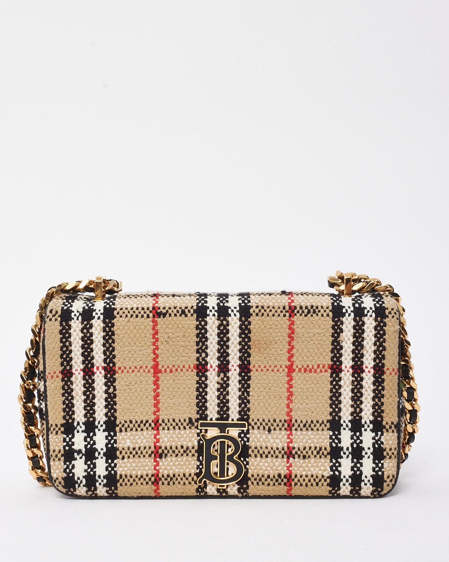 Burberry Archive Beige Tweed Small Lola Shoulder Bag