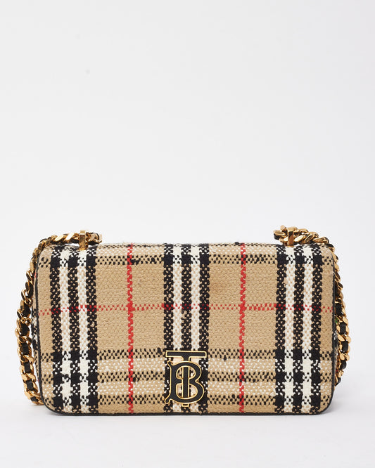 Burberry Archive Beige Tweed Small Lola Shoulder Bag