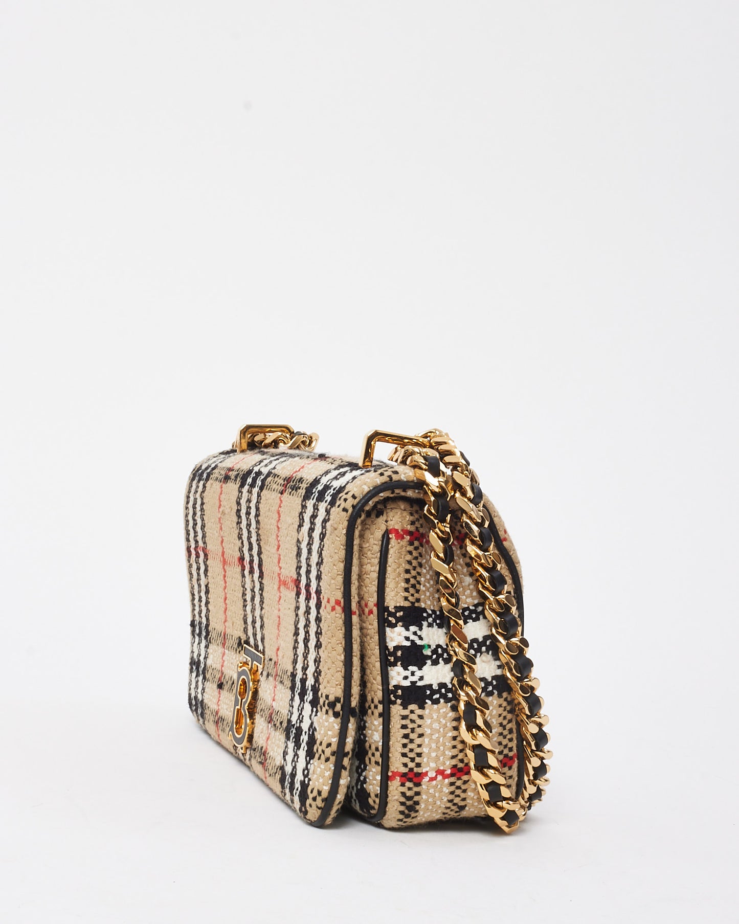 Burberry Archive Beige Tweed Small Lola Shoulder Bag