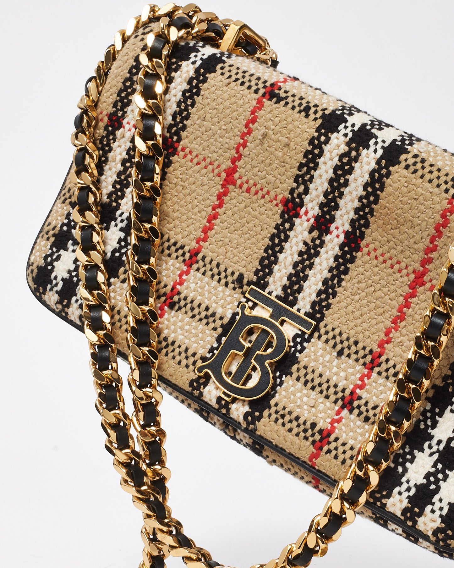 Burberry Archive Beige Tweed Small Lola Shoulder Bag