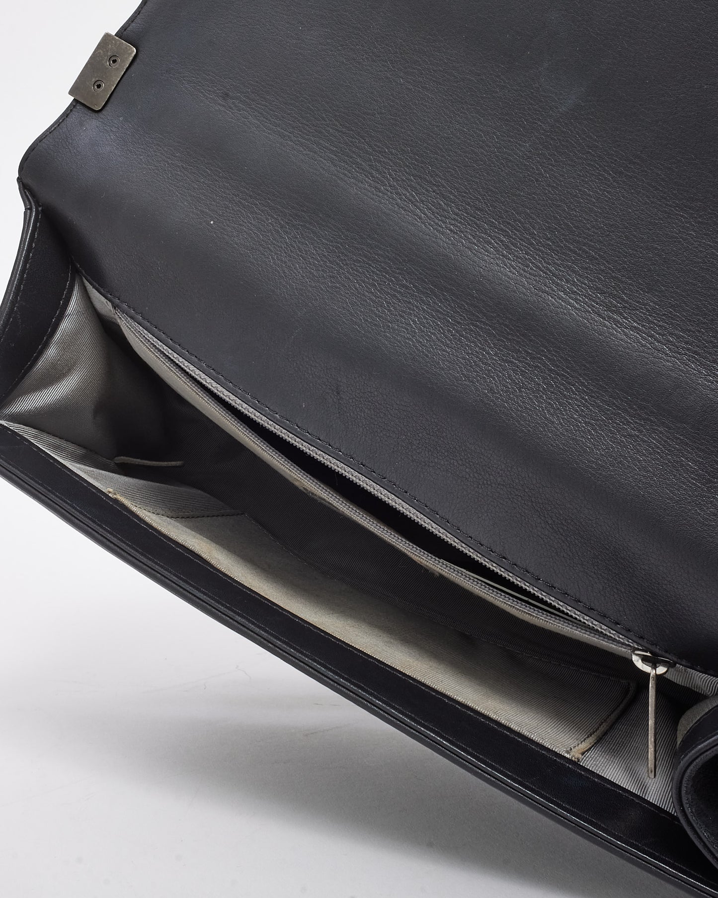 Chanel Black Quilted Calfskin Leather Large Boy Bag SHW