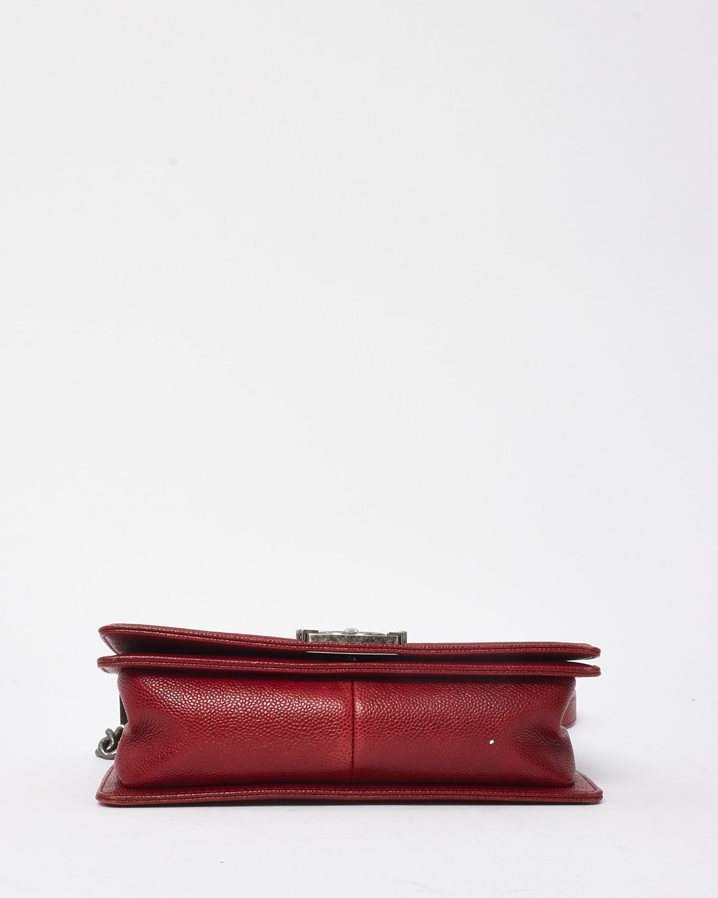 Chanel Red Quilted Caviar Leather Old Medium Boy Bag SHW