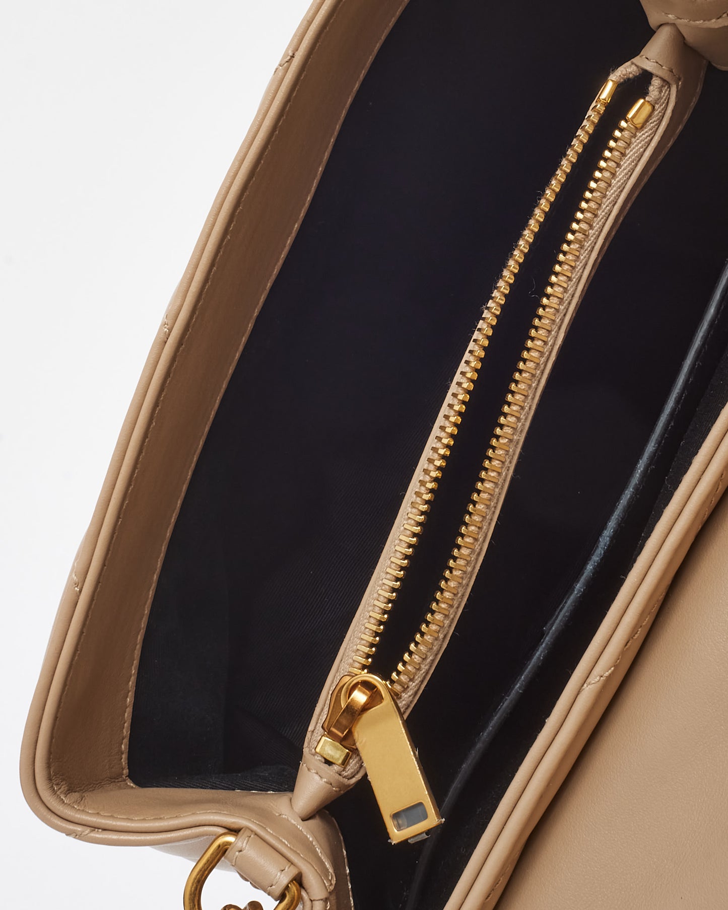 Saint Laurent Beige Chevron Leather Small YSL Monogram Loulou Shoulder Bag GHW