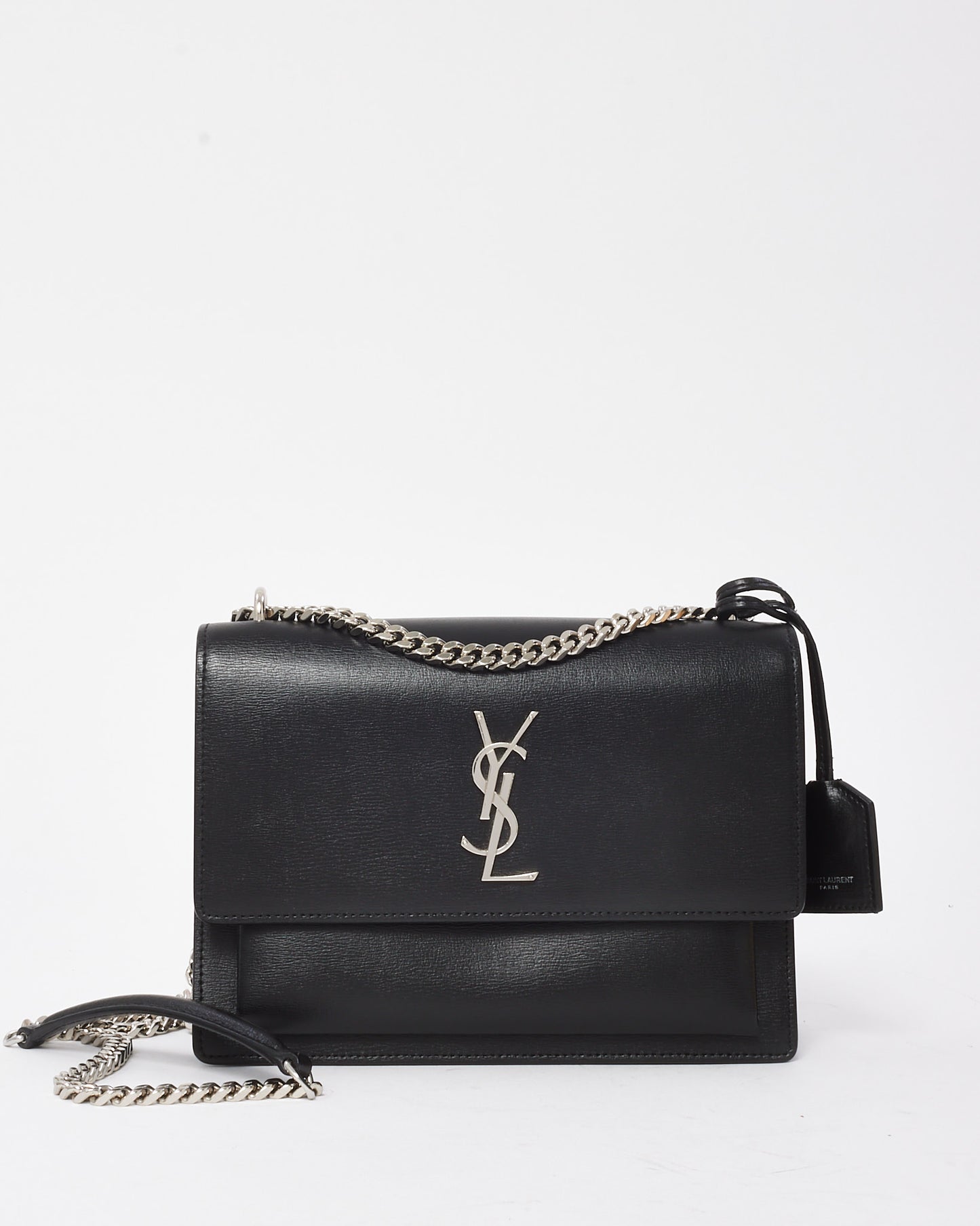 Saint Laurent Black Smooth Leather Medium Sunset Bag SHW