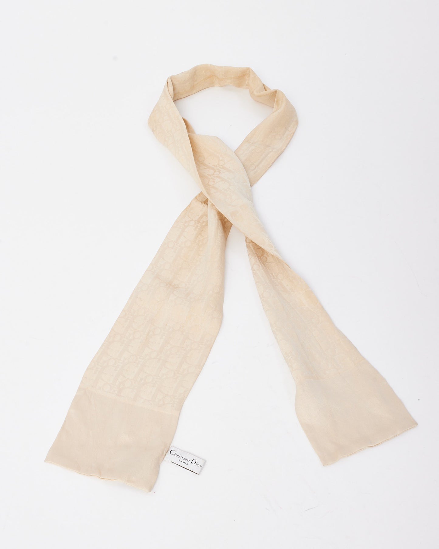 Dior Beige Monogram Oblique Silk Scarf