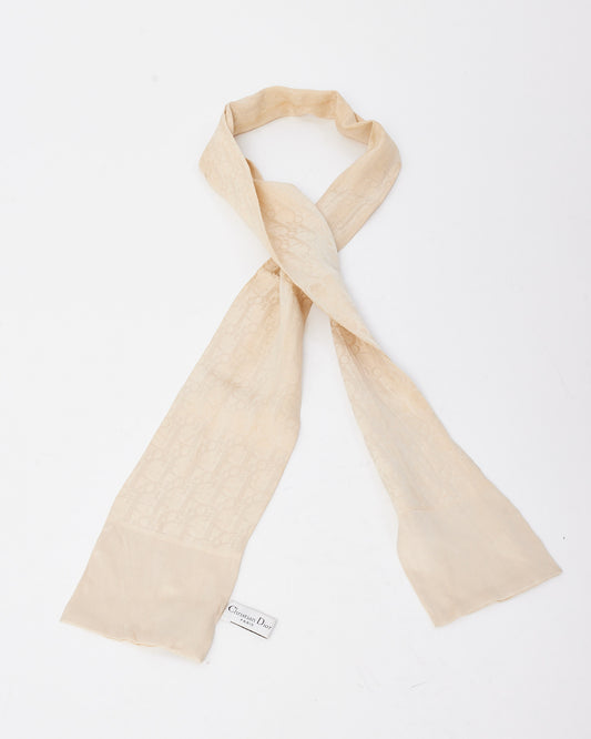 Dior Beige Monogram Oblique Silk Scarf