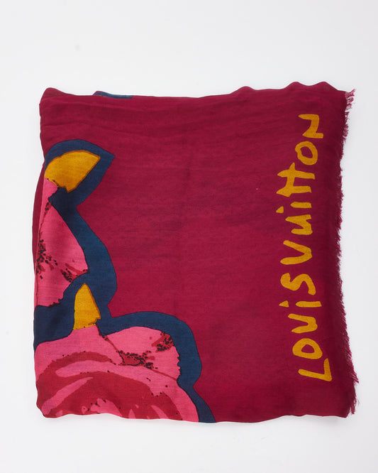 Louis Vuitton x Stephen Sprouse Fuchsia Monogram Roses Scarf Shawl