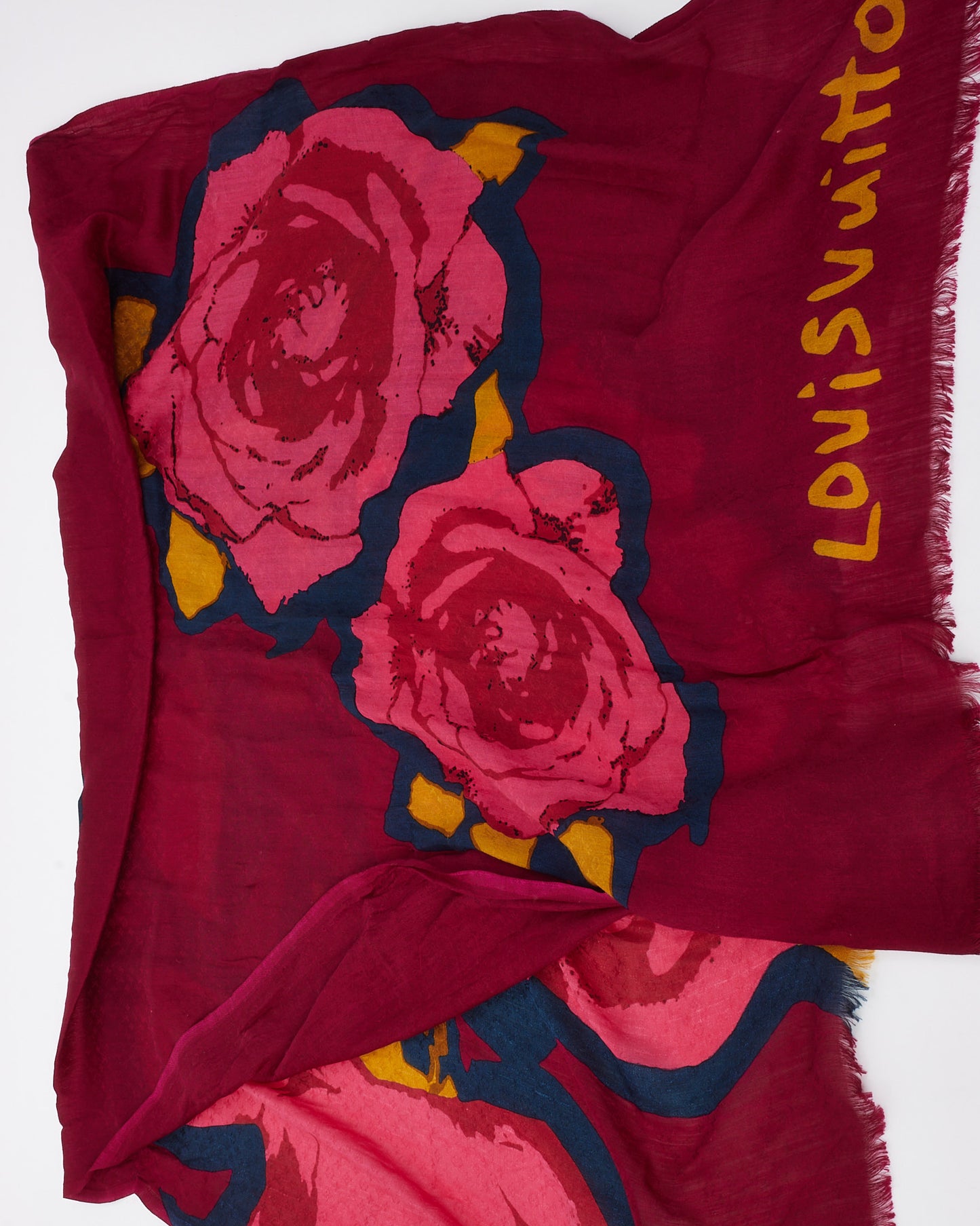 Louis Vuitton x Stephen Sprouse Fuchsia Monogram Roses Scarf Shawl