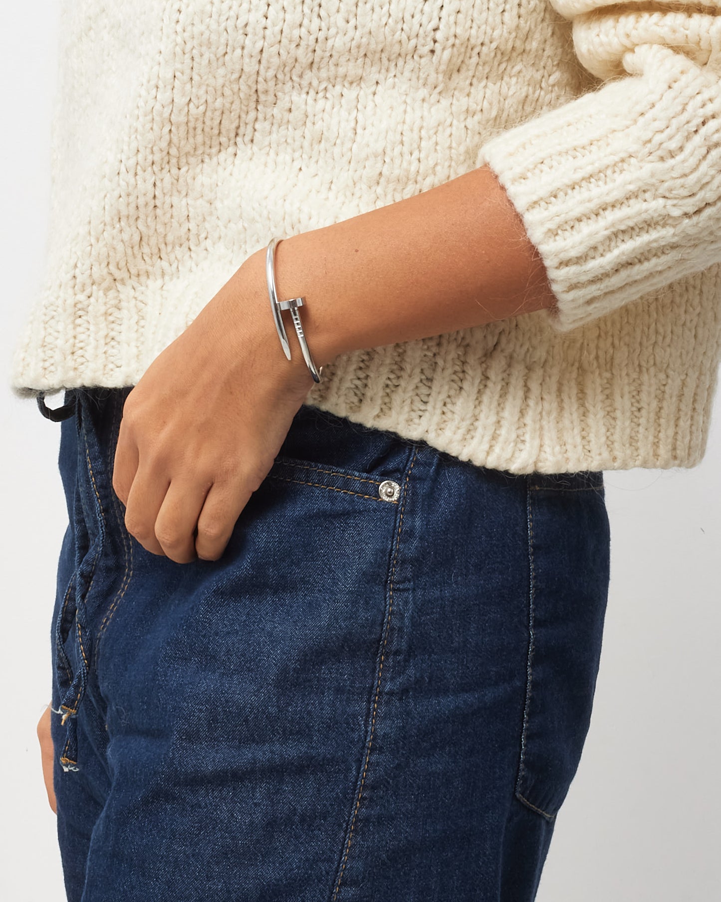 Cartier White Gold Classic Model Juste Un Clou Bracelet - Size 16