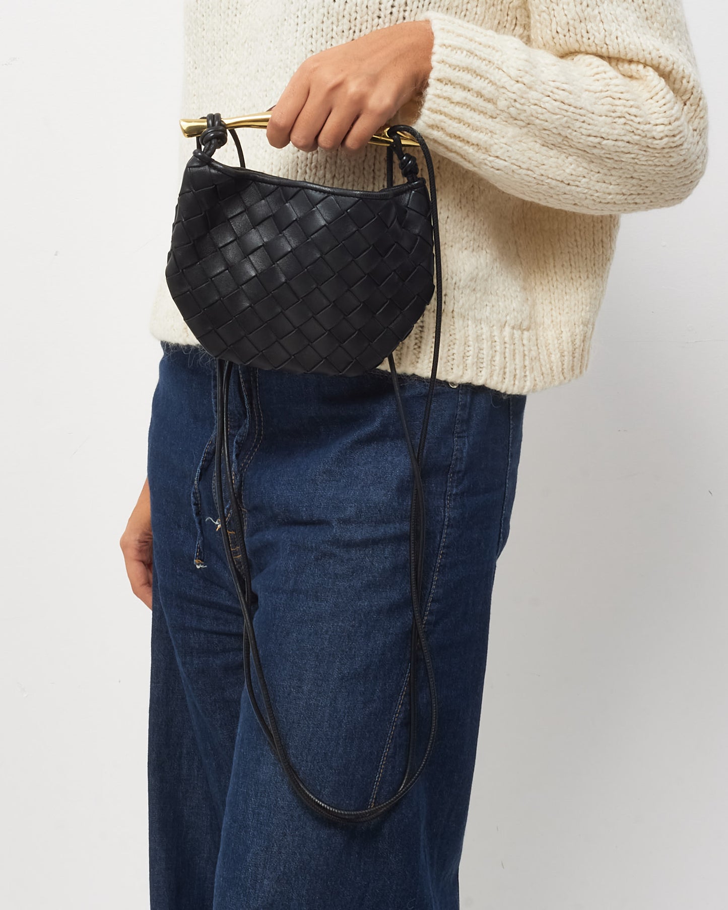 Bottega Veneta Black Intrecciato leather Baby Sardine Crossbody Bag