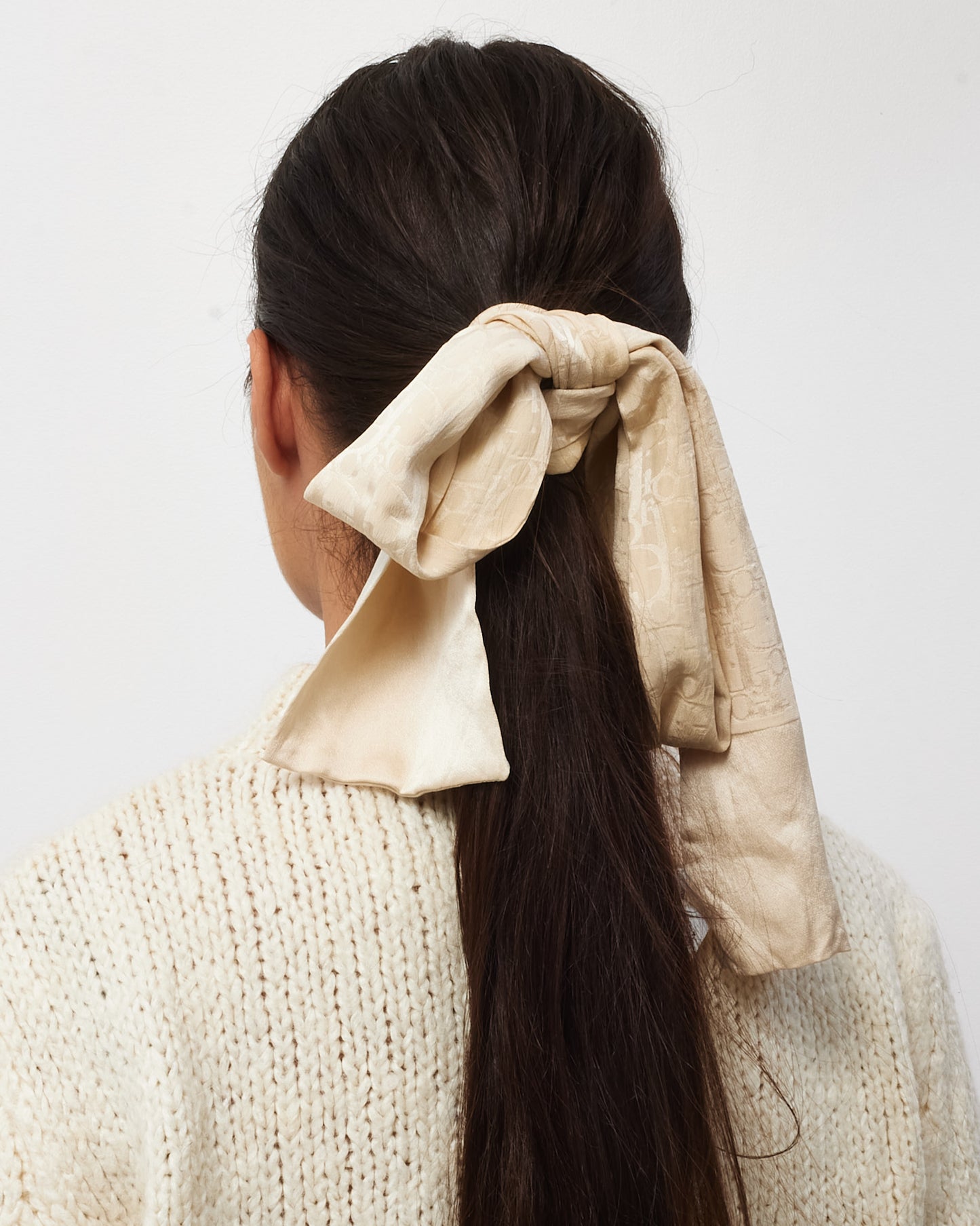 Dior Beige Monogram Oblique Silk Scarf