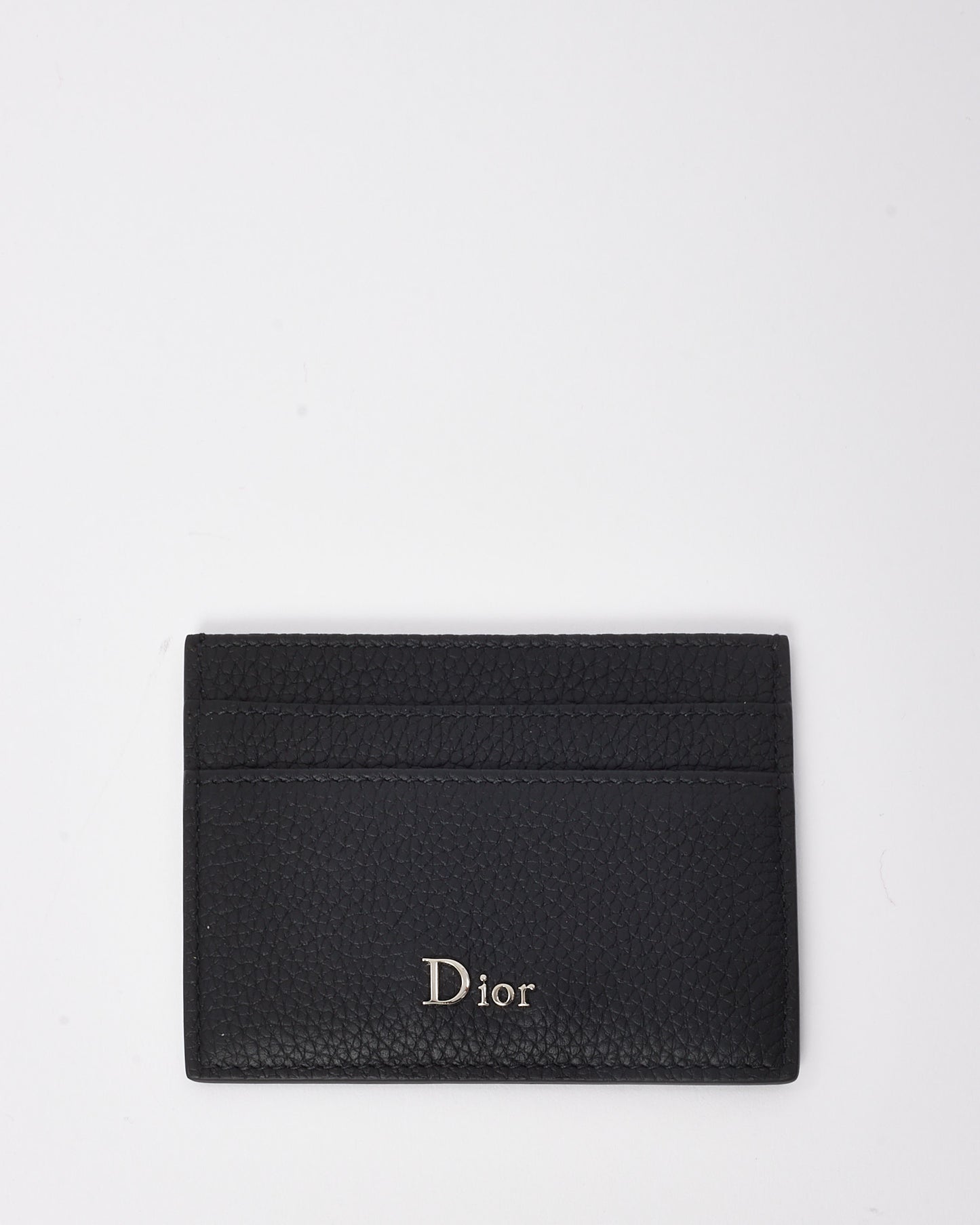 Dior Black Leather Silver Logo Card Holder