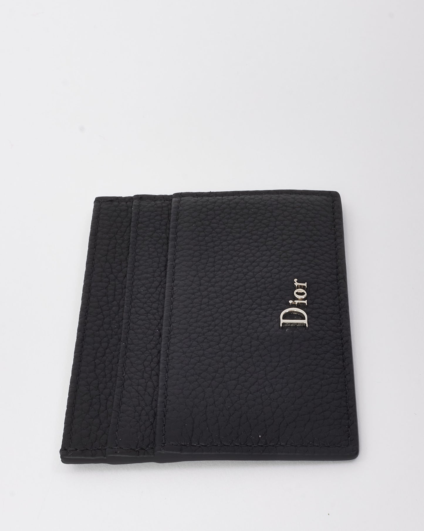 Dior Black Leather Silver Logo Card Holder