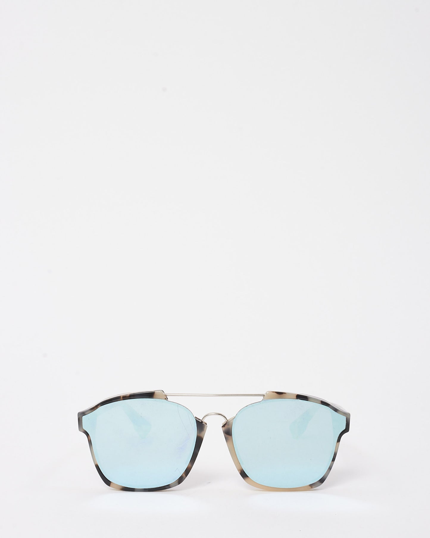 Dior Beige and Black Havana Dior Abstract Blue Lens Square Aviator Sunglasses