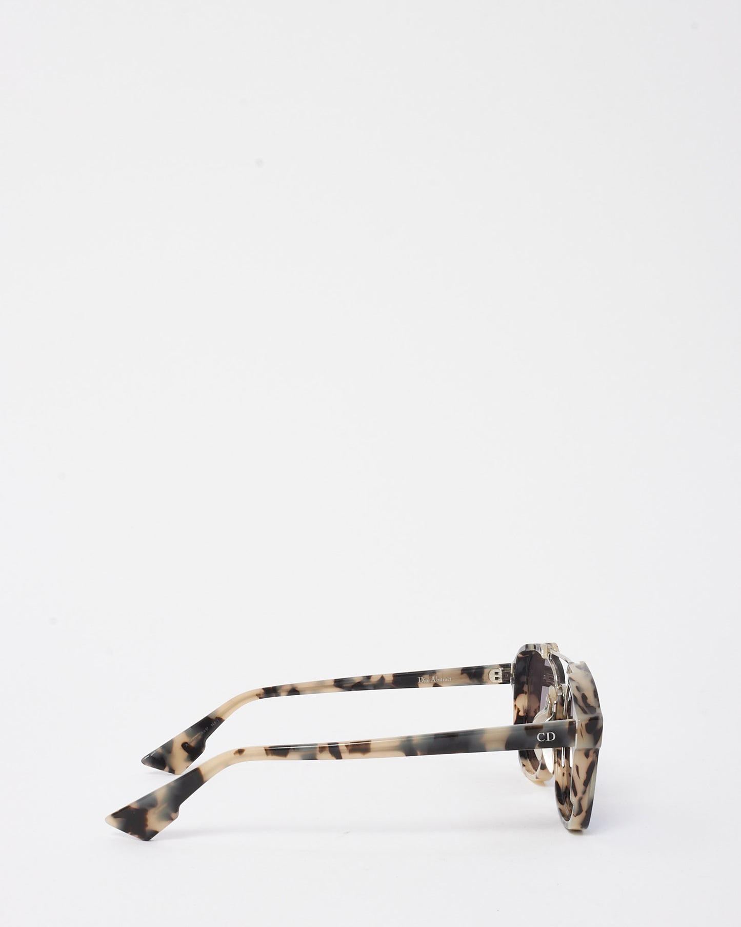 Dior Beige and Black Havana Dior Abstract Blue Lens Square Aviator Sunglasses