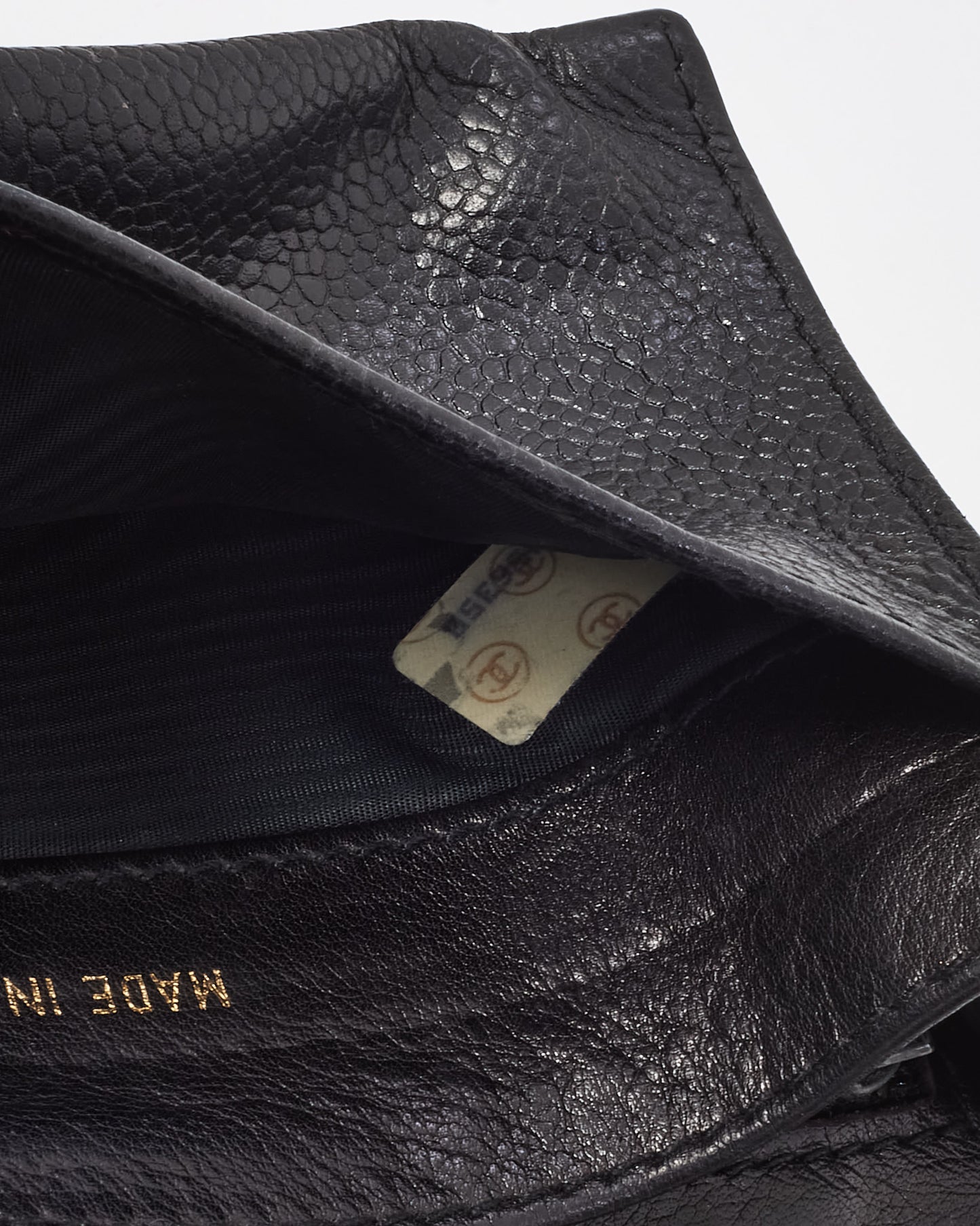 Chanel Vintage Black Caviar Leather CC Logo Flap Wallet