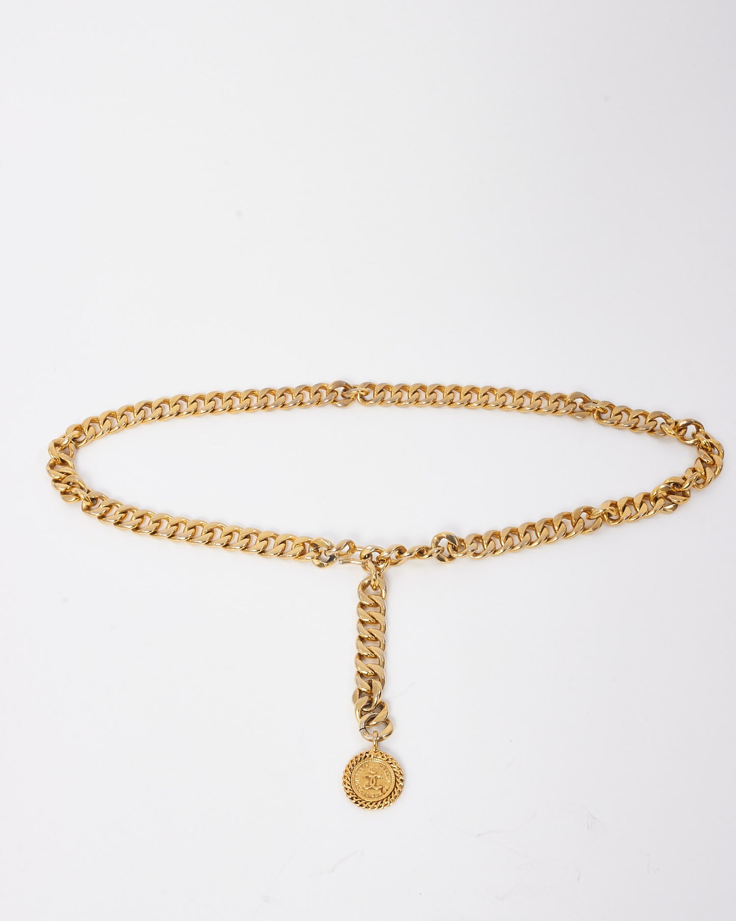Chanel Vintage Gold Chain-Link Coin and CC Logo Chain Belt - XS