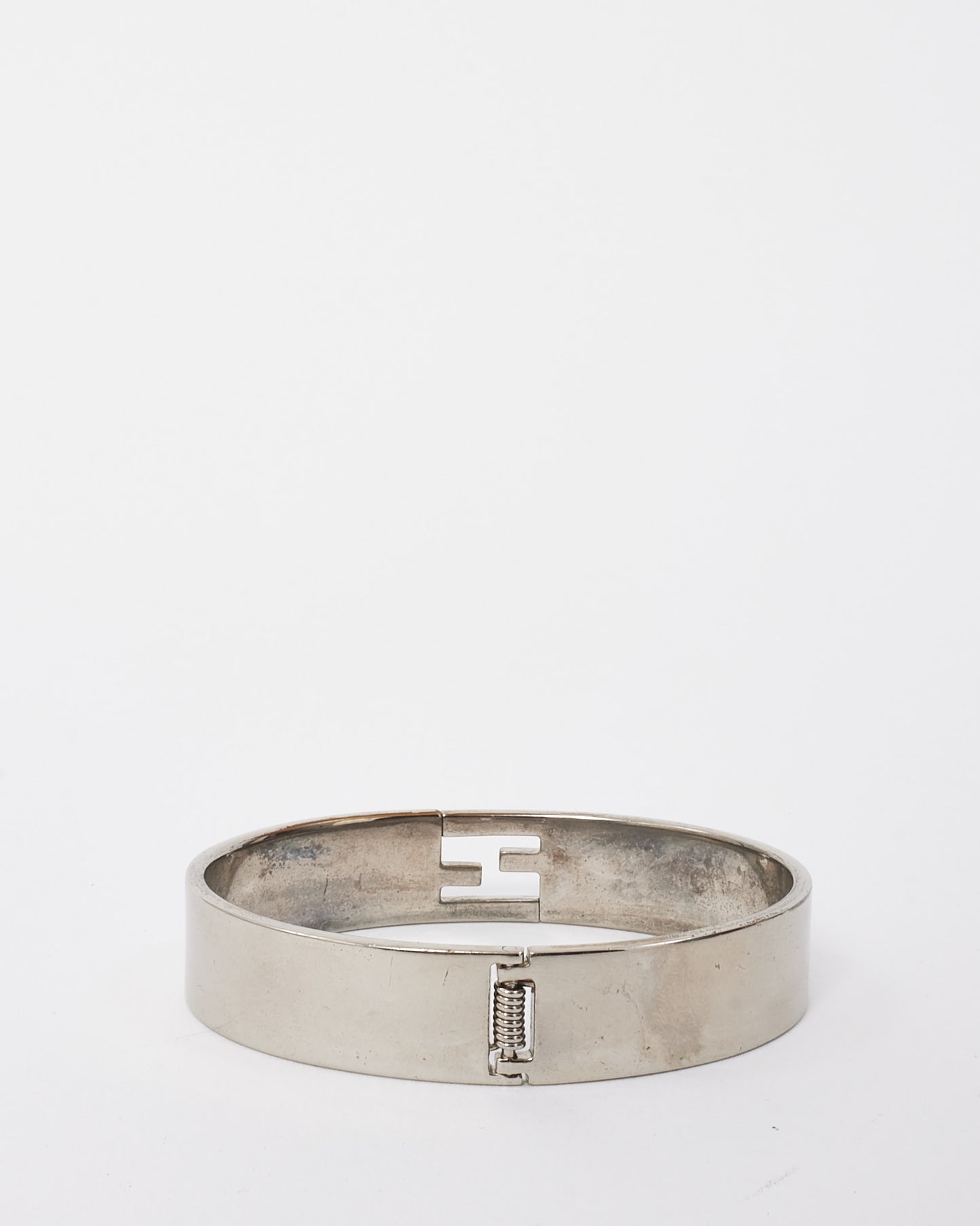 Fendi Silver FF Forever Logo Bangle Bracelet - M/L