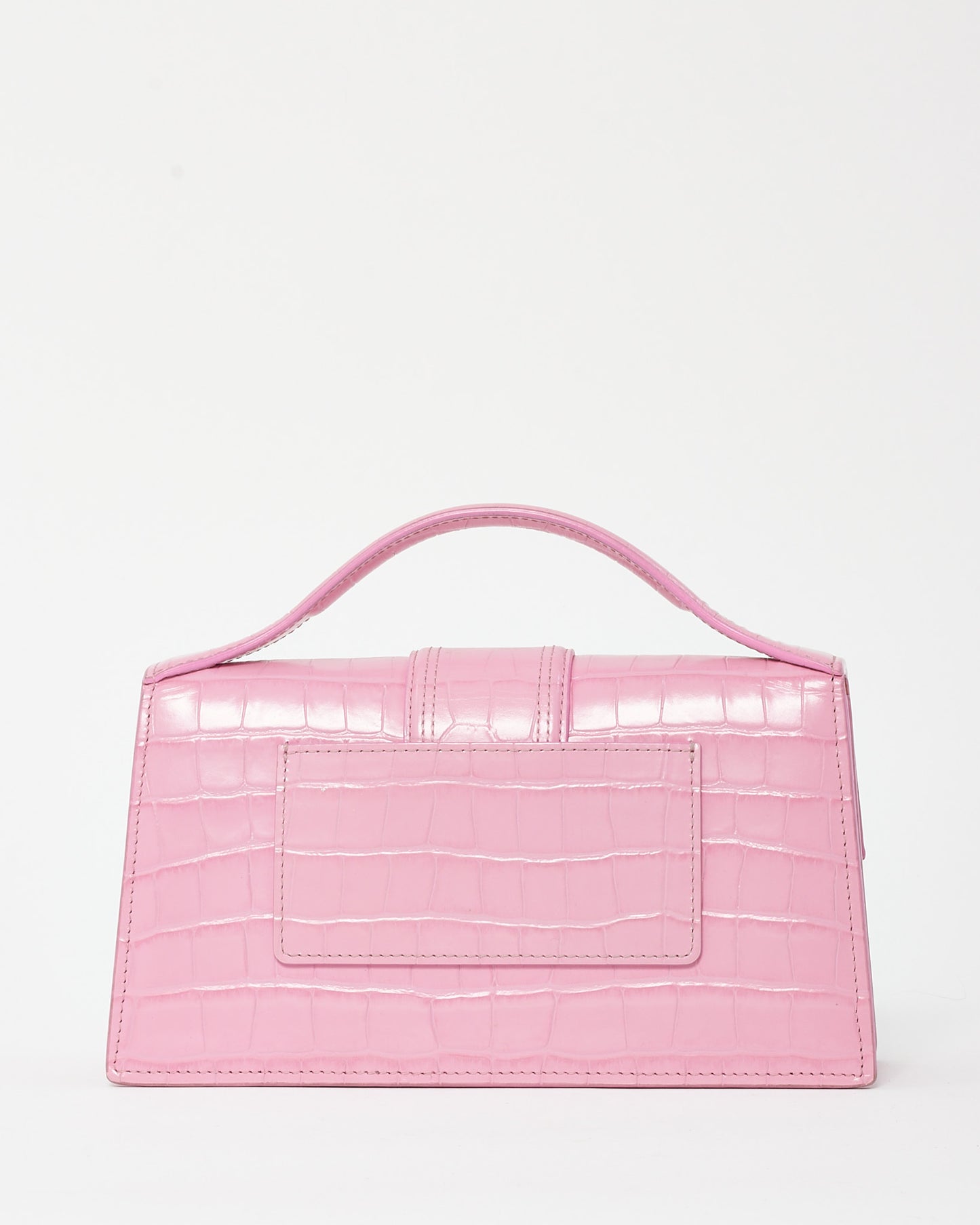 Jacquemus Pink Croc Embossed Leather Le Grand Bambino Bag with Strap