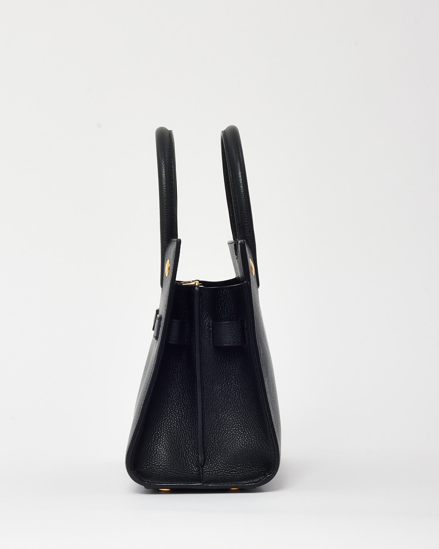 Burberry Black Grained Calfskin Leather Mini Title Tote with Strap