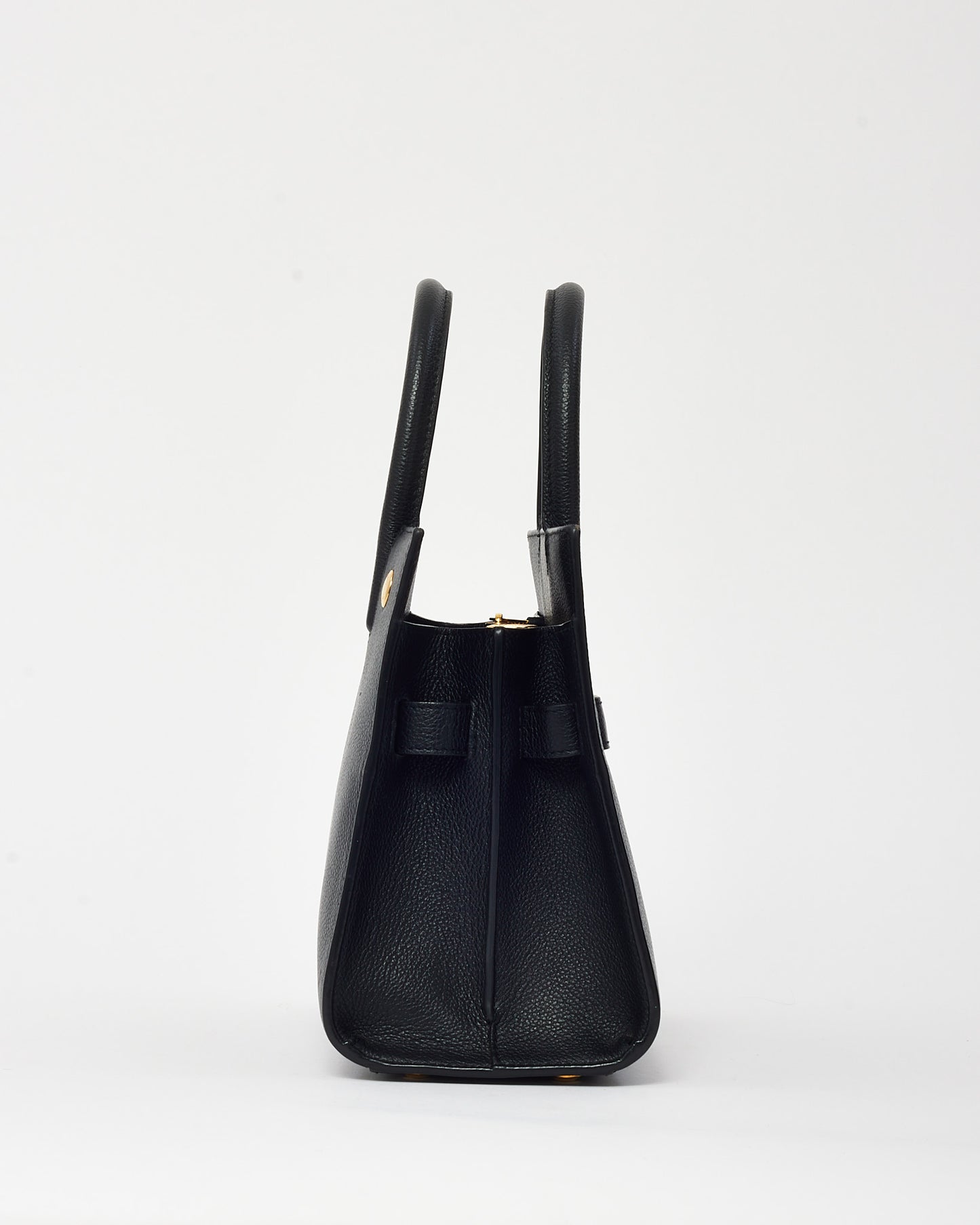 Burberry Black Grained Calfskin Leather Mini Title Tote with Strap