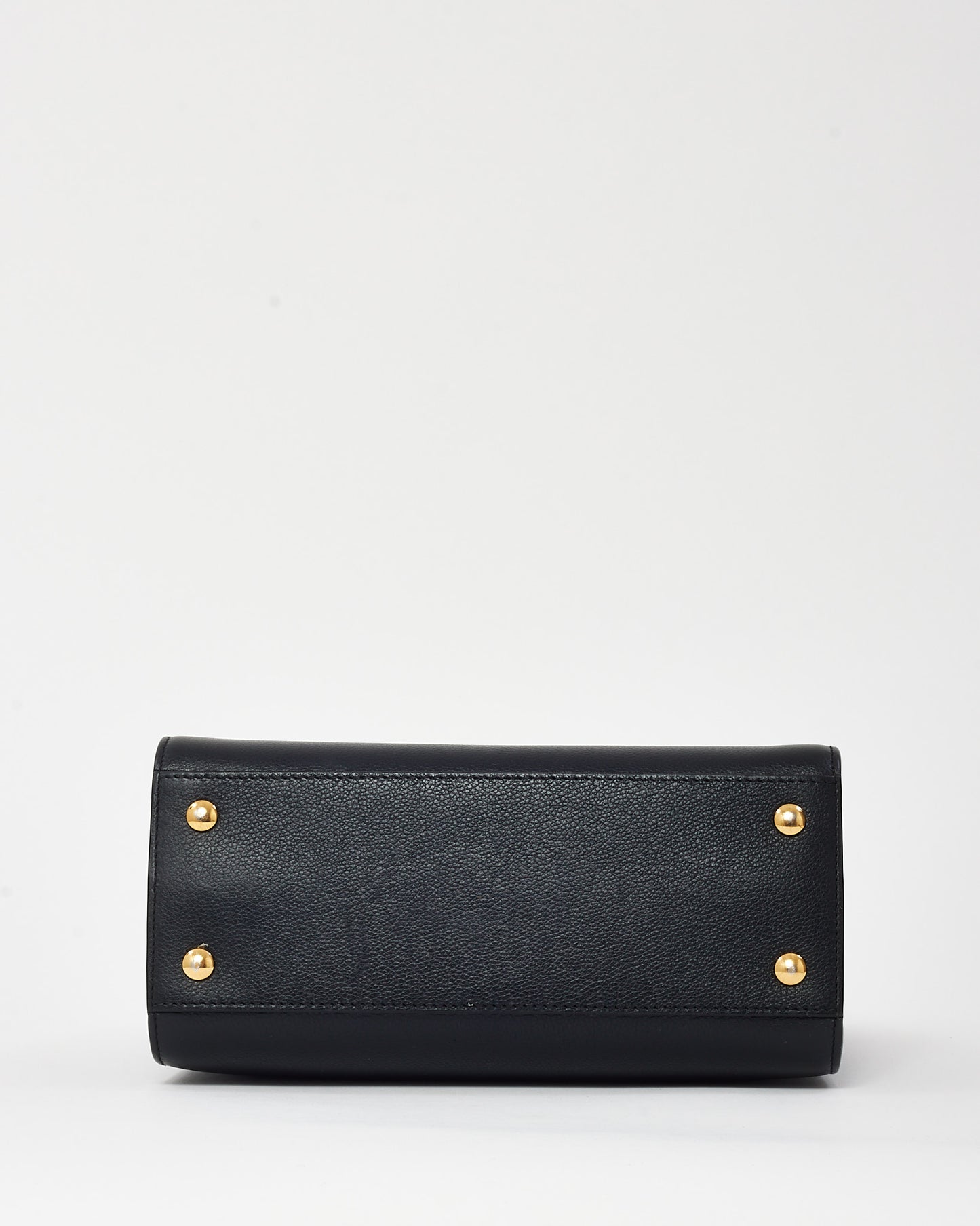 Burberry Black Grained Calfskin Leather Mini Title Tote with Strap