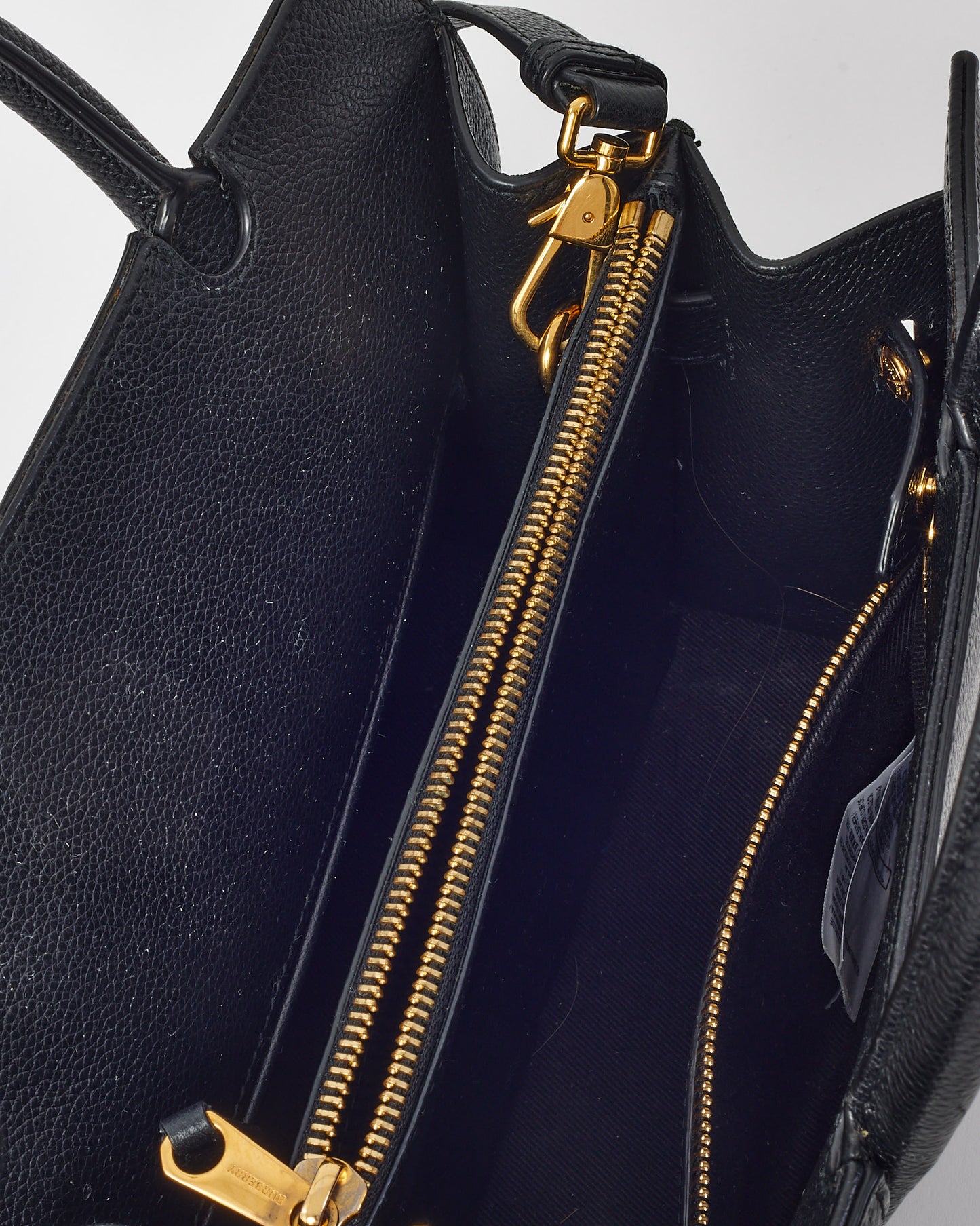 Burberry Black Grained Calfskin Leather Mini Title Tote with Strap