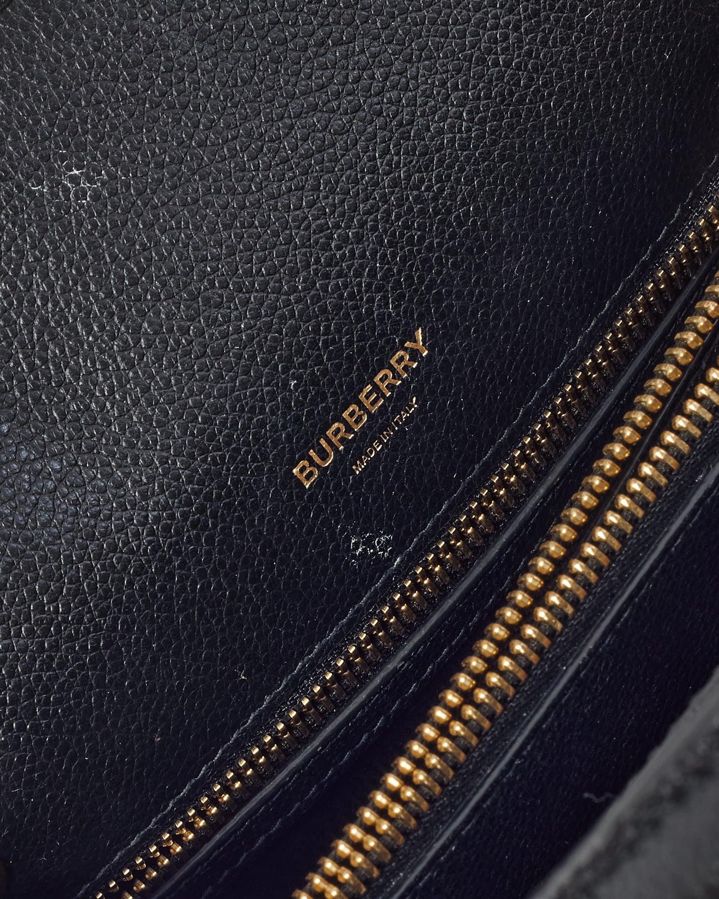 Burberry Black Grained Calfskin Leather Mini Title Tote with Strap