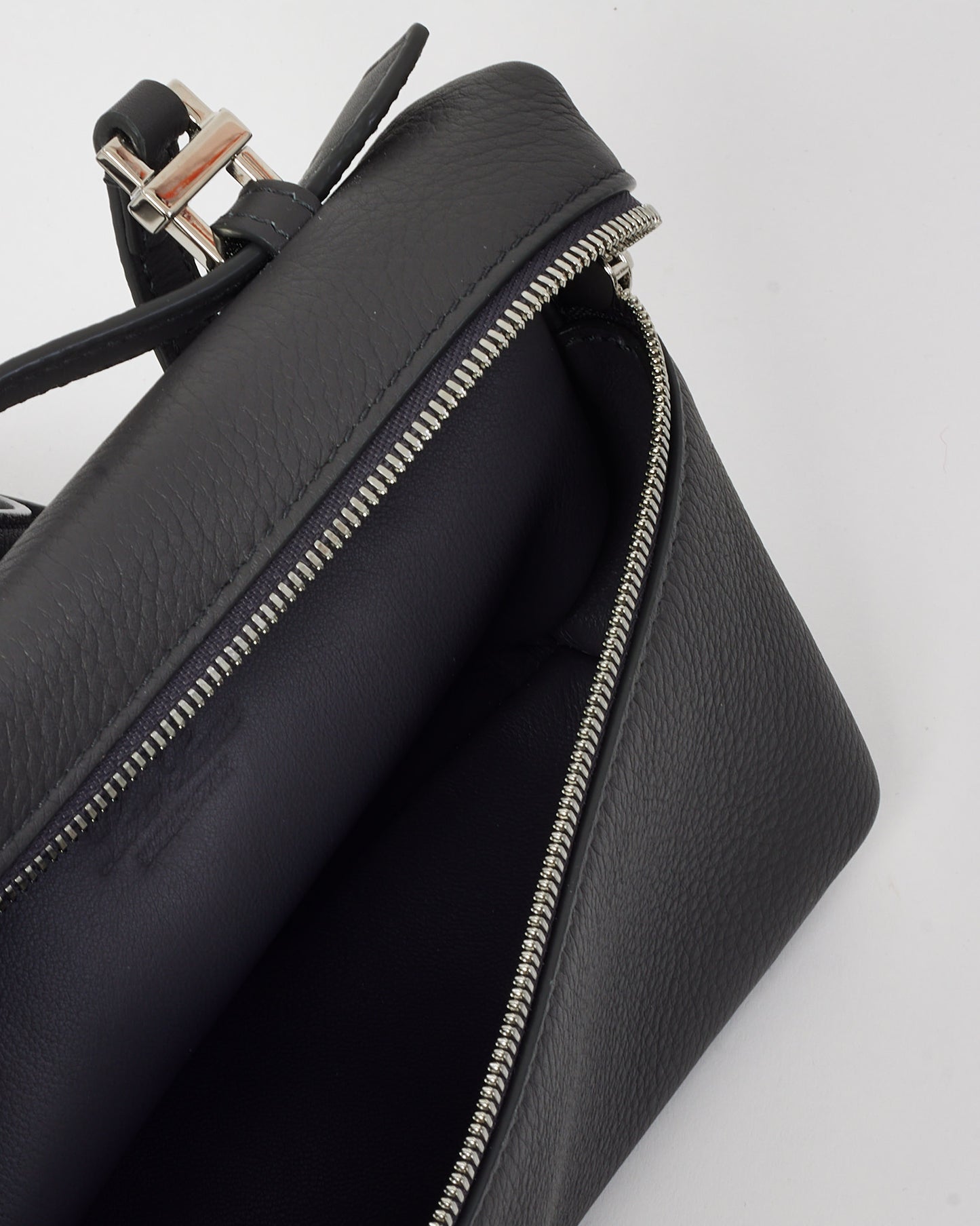 Loro Piana Charcoal Grained Calfskin Leather Extra Pocket L19 Bag