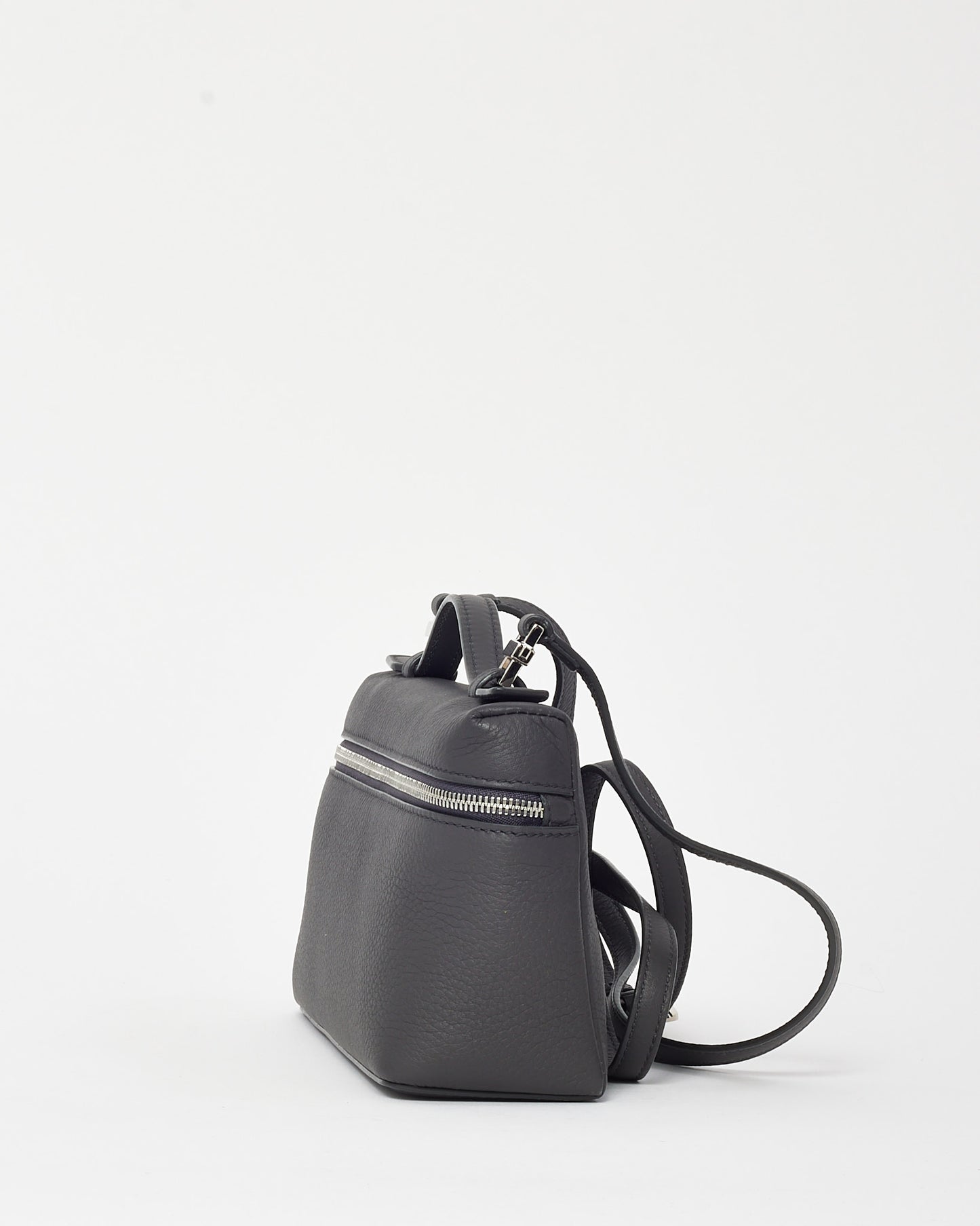 Loro Piana Charcoal Grained Calfskin Leather Extra Pocket L19 Bag