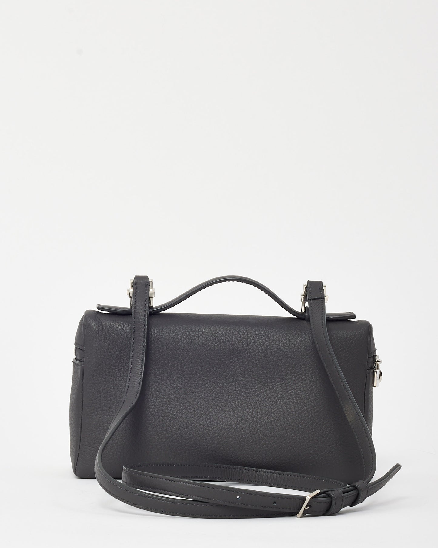 Loro Piana Charcoal Grained Calfskin Leather Extra Pocket L19 Bag