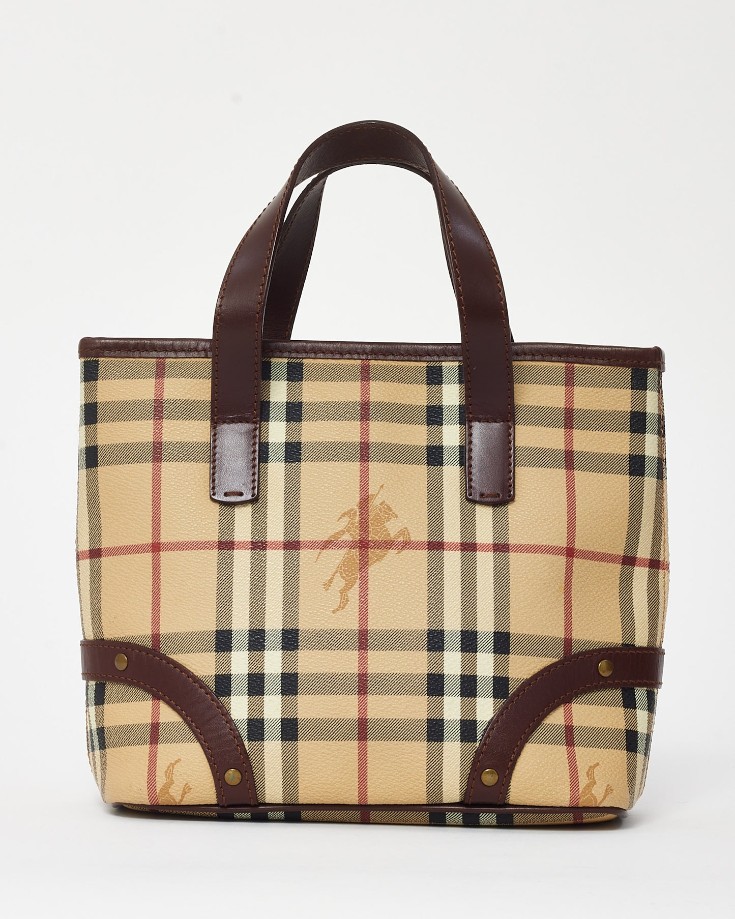 Burberry Haymarket Check Coated Canvas Small Studded Tote