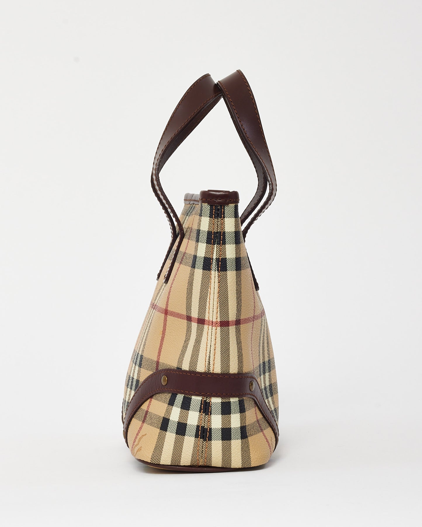 Burberry Haymarket Check Coated Canvas Small Studded Tote