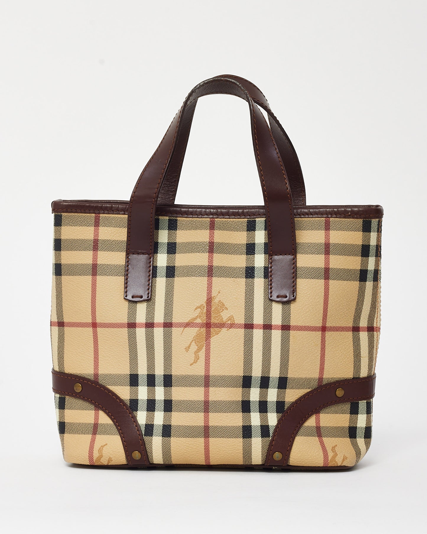 Burberry Haymarket Check Coated Canvas Small Studded Tote
