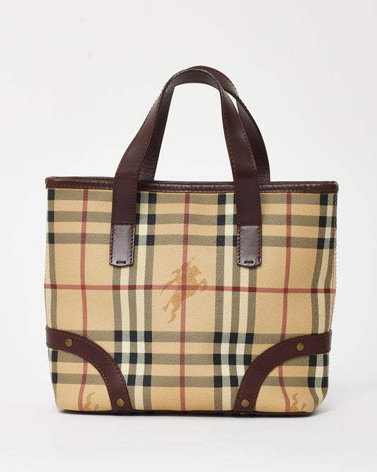 Burberry Haymarket Check Coated Canvas Small Studded Tote