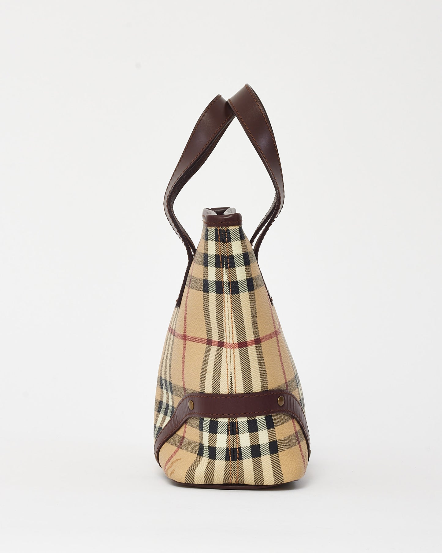 Burberry Haymarket Check Coated Canvas Small Studded Tote