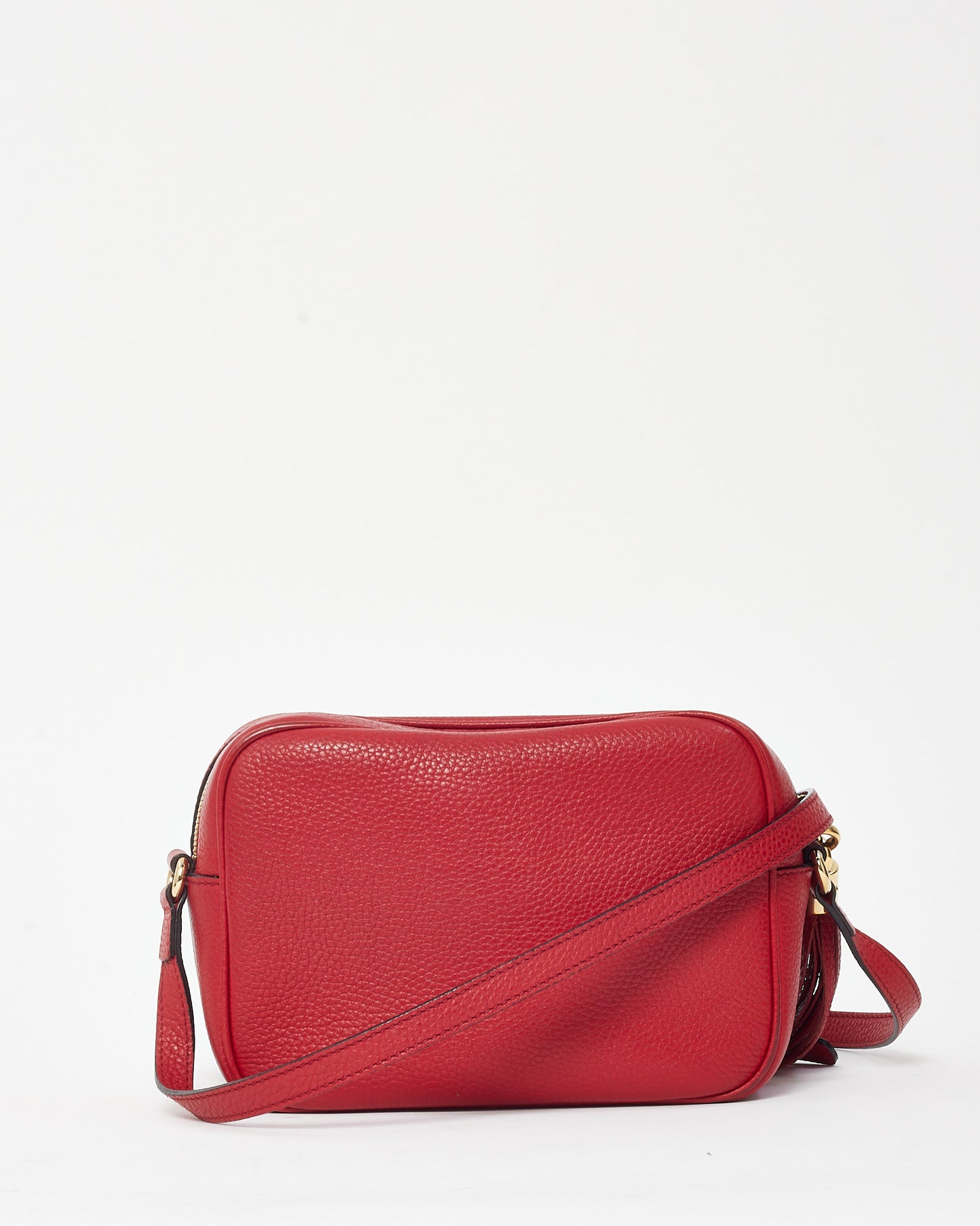 Gucci Red Pebbled Calfskin Leather GG Soho Disco Crossbody Bag