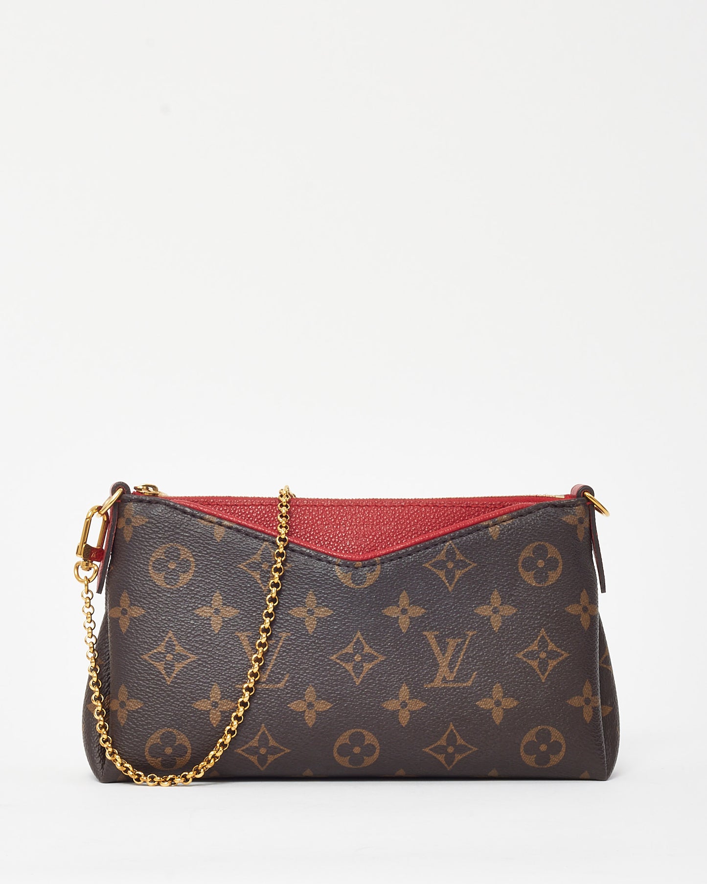 Louis Vuitton Red Leather and Monogram Canvas Pallas Crossbody Bag