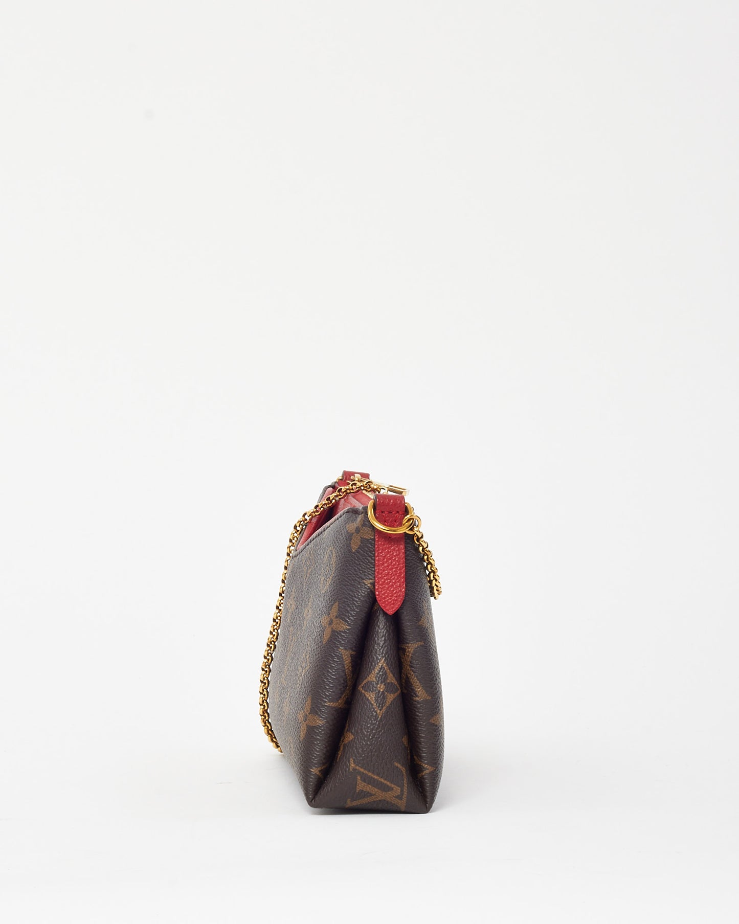 Louis Vuitton Red Leather and Monogram Canvas Pallas Crossbody Bag